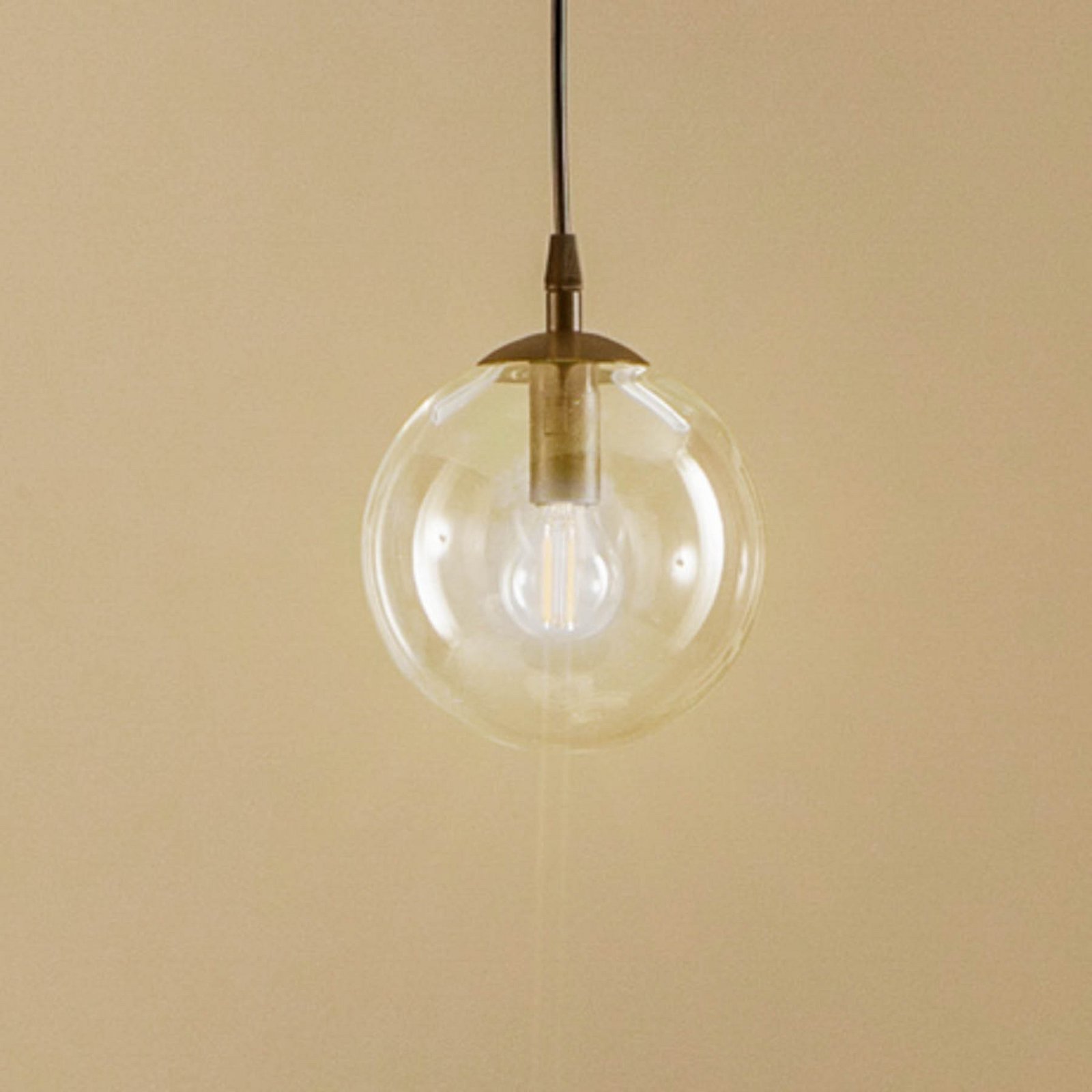 Glassy pendant light, black, clear, glass, Ø 14 cm, E14