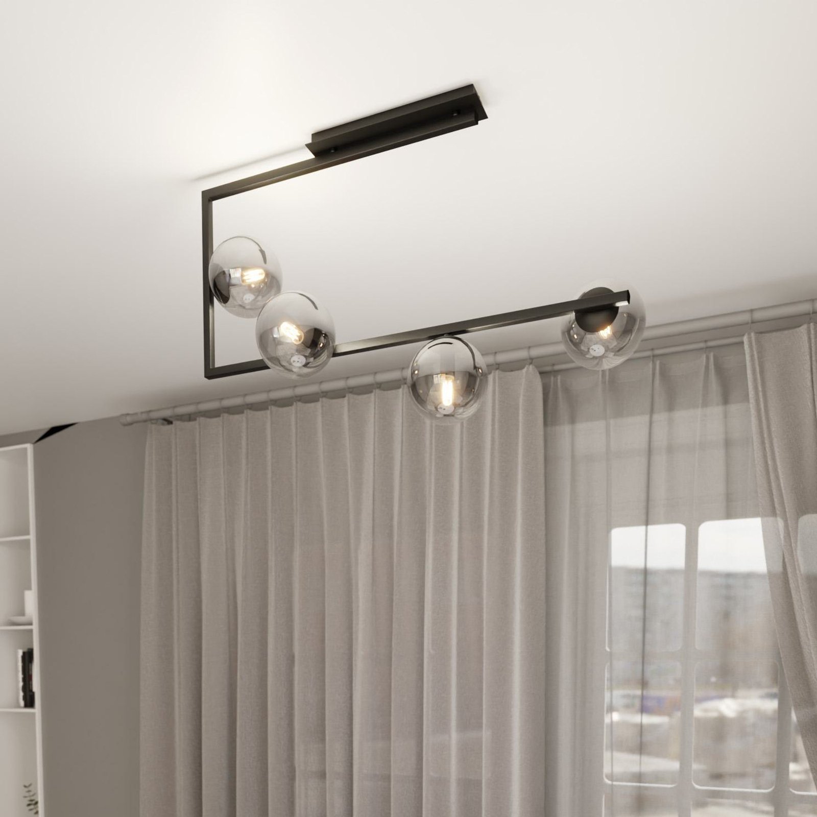 Soma ceiling light, graphite/black, glass, E14