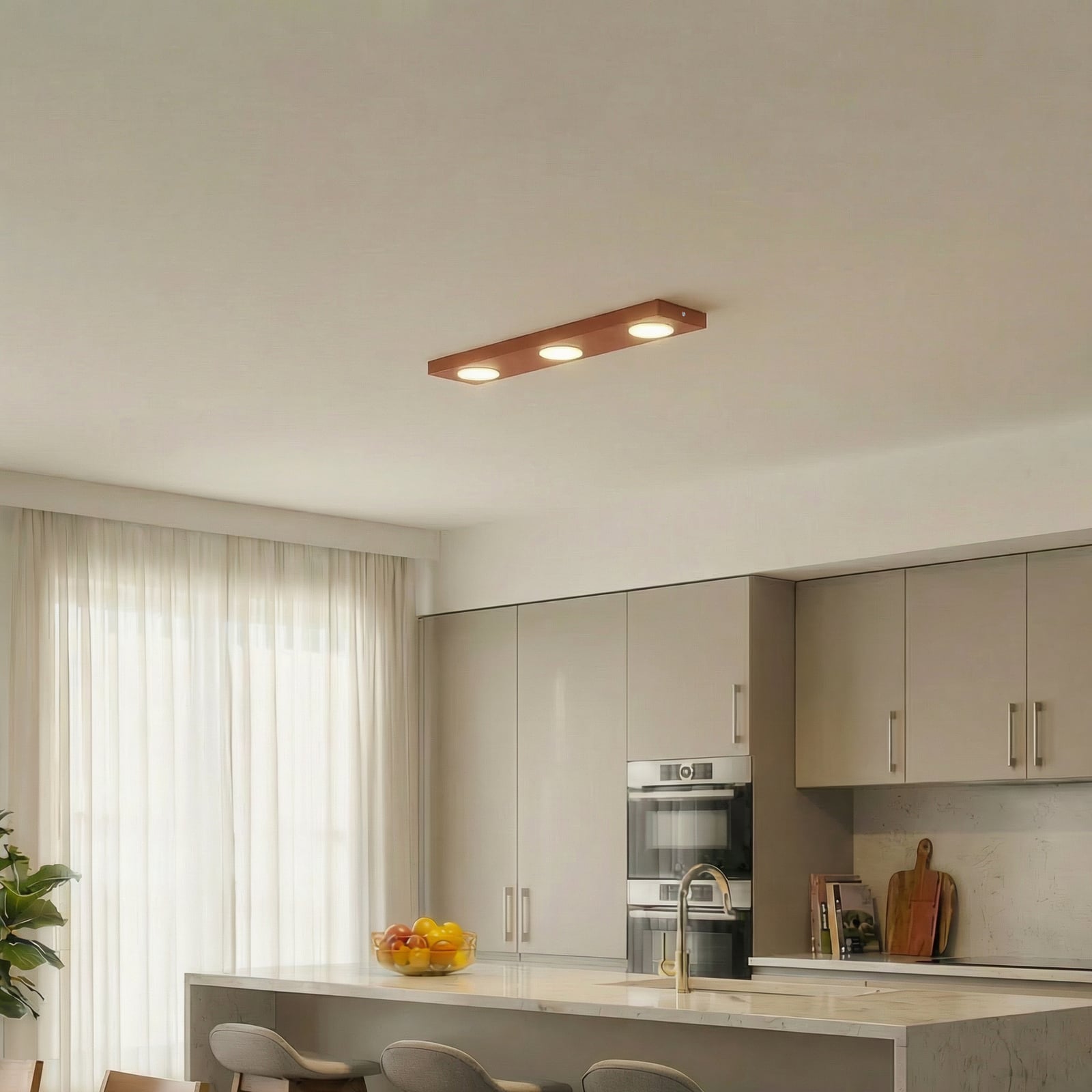 Plafonnier Hero, rouge, 55 x 12 cm, à 3 lampes, métal, GX53