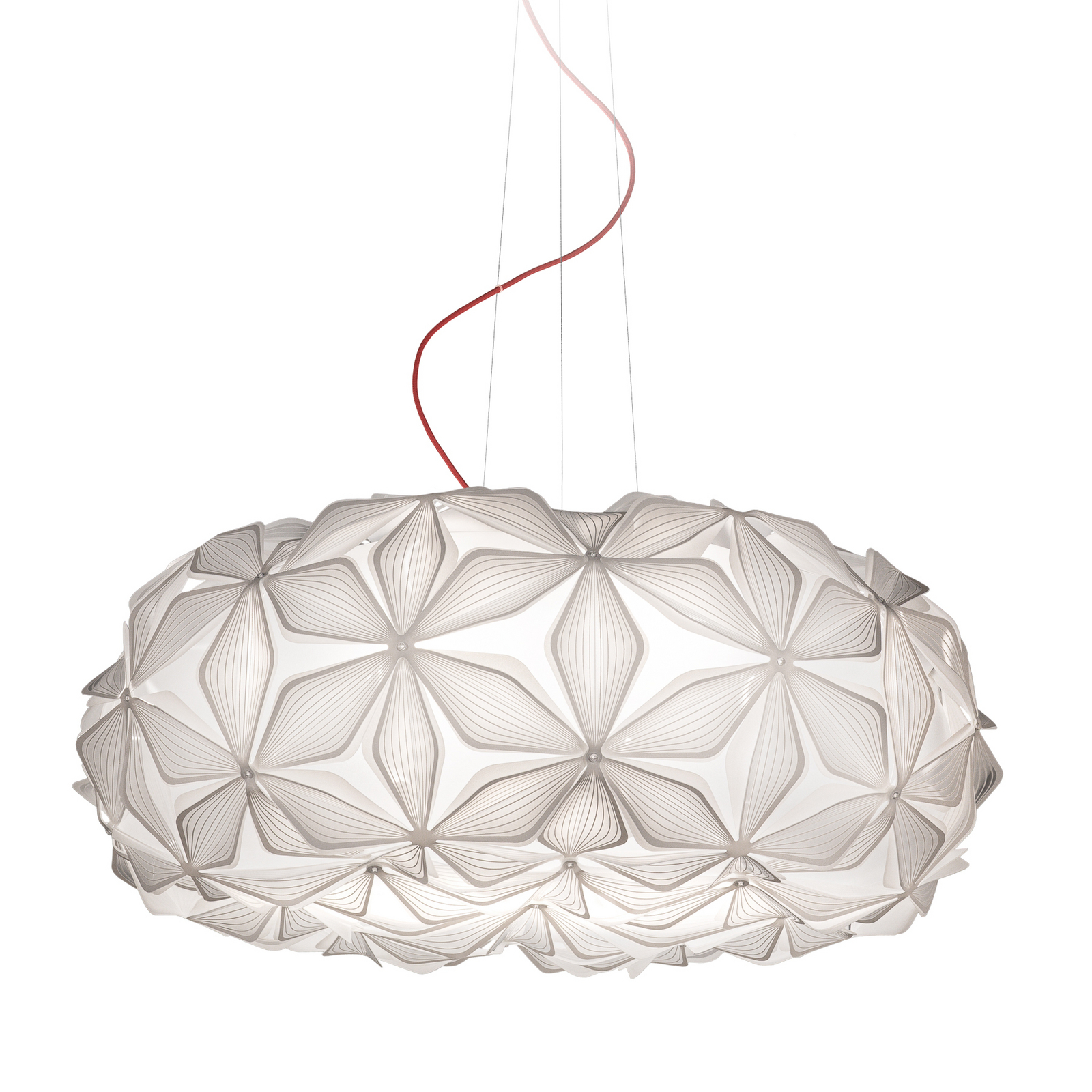 C'EST LA VIE Candeeiro suspenso, branco/cabo vermelho, Ø 70 cm
