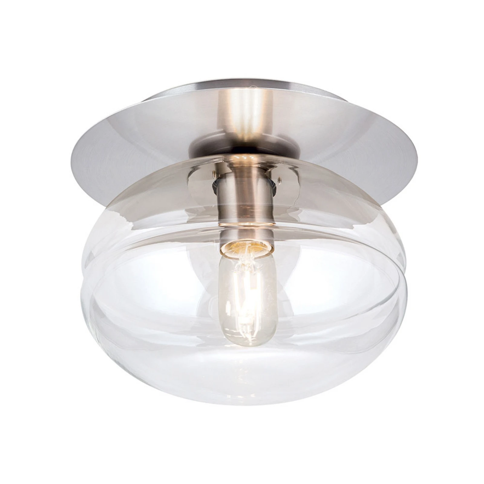 Plafondlamp Richard, metaal chroom, glas helder