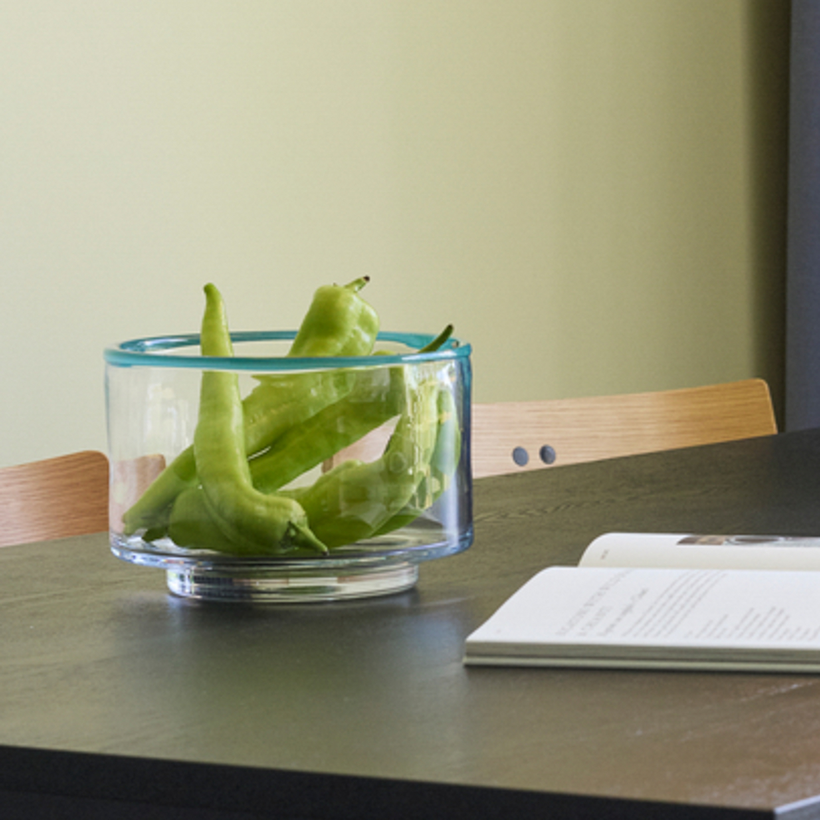 Cuenco Clea transparente/verde, Ø 20 cm, cristal - Hübsch