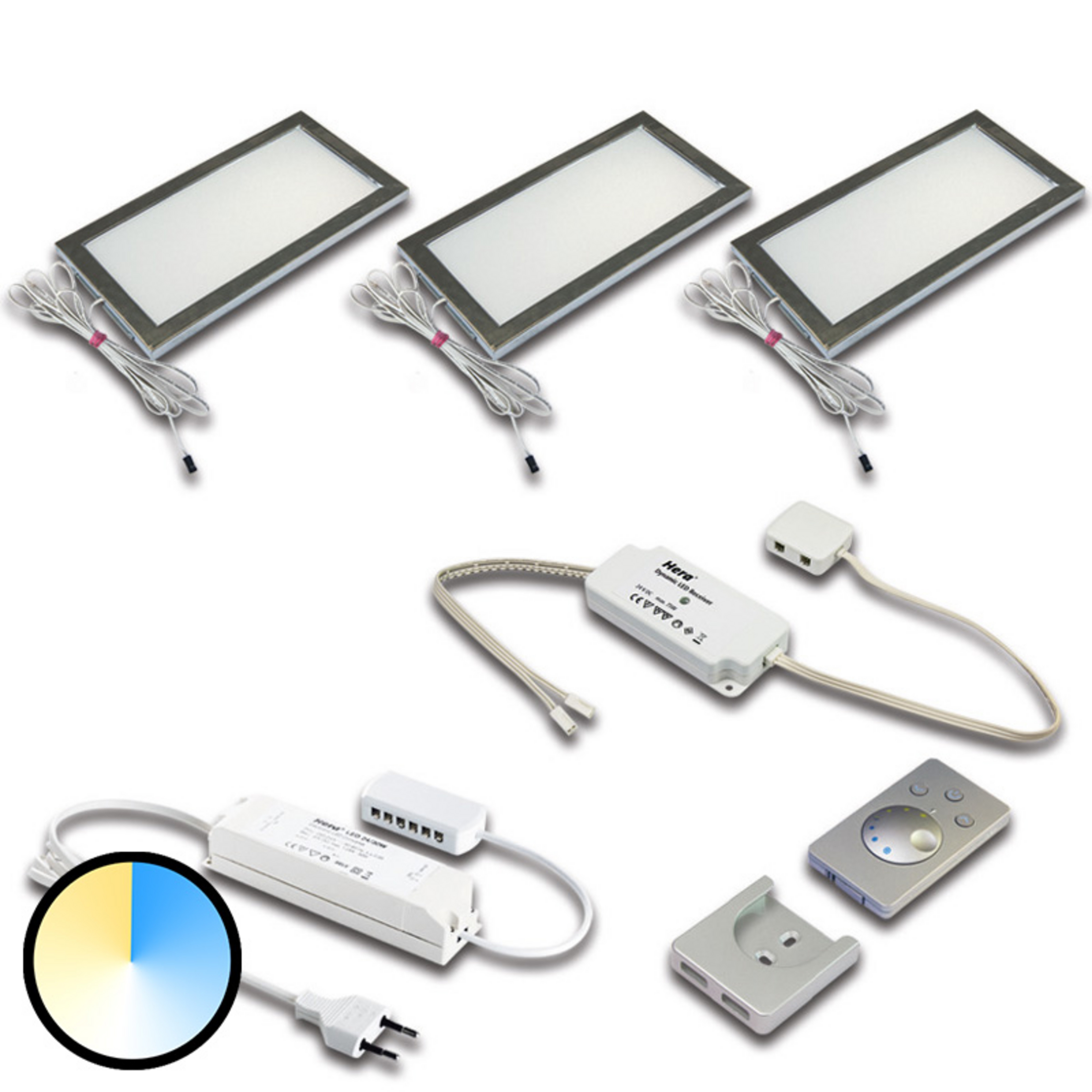 Alusvalgus Dynamic LED Sky 3-osaline komplekt roostevabast terasest