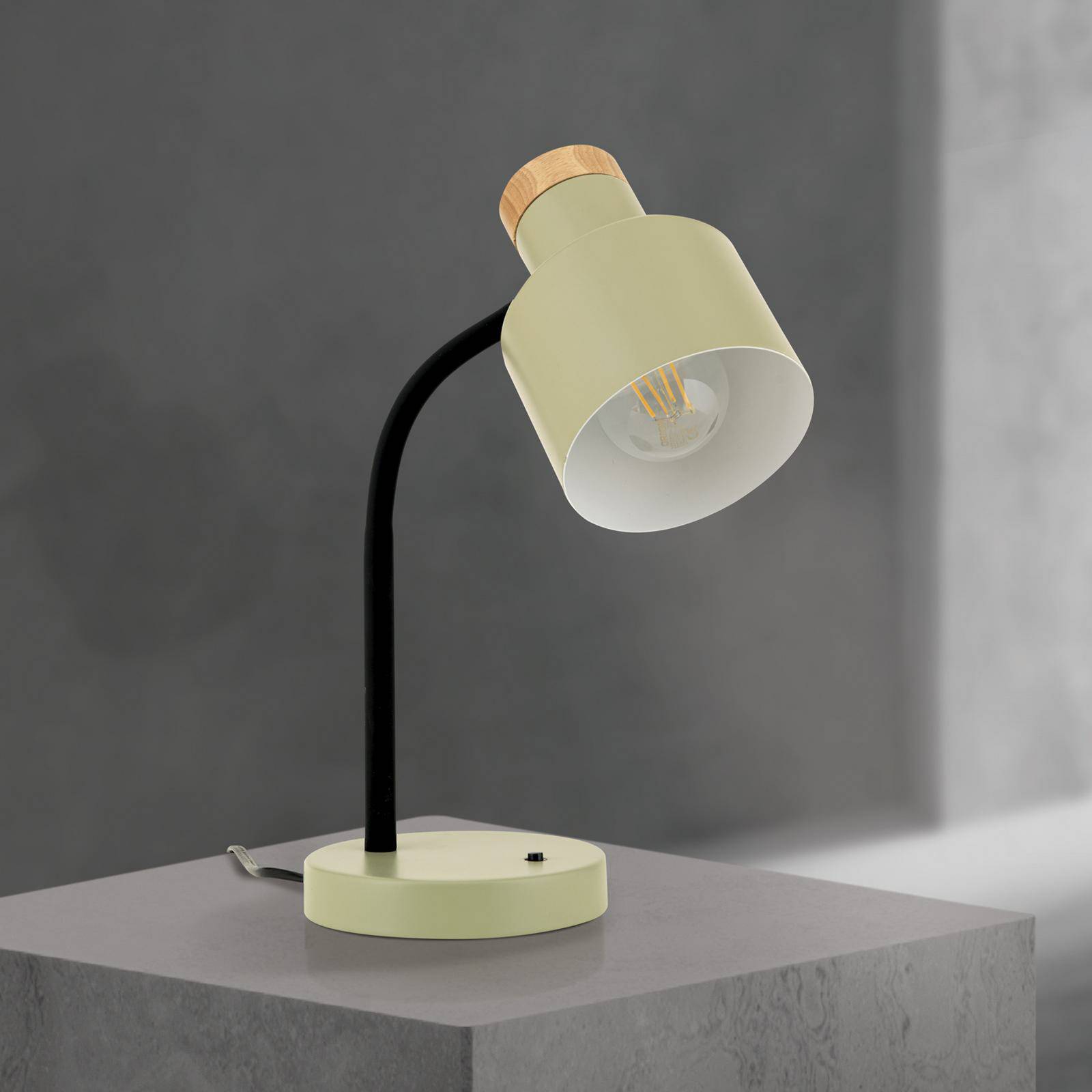Lampa stołowa Gili, jasnozielona, stal, wysokość 35 cm, E27