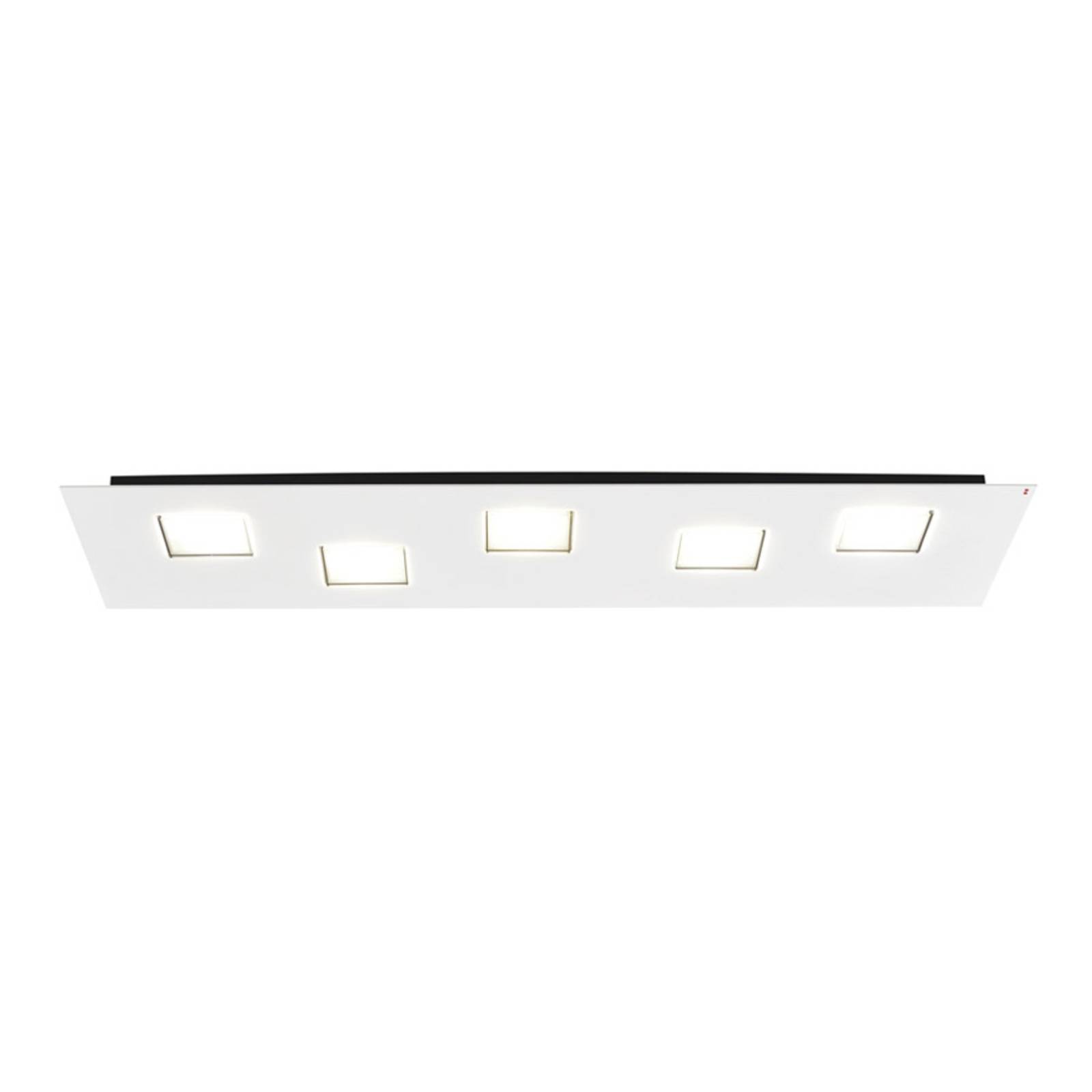 Fabbian Long Quarter LED ceiling lamp in white, for Living / Dining Room, aluminium, polycarbonate, 4.5 W, energy efficiency: A+, L: 70 cm, W: 20 cm, H: 3.5 cm