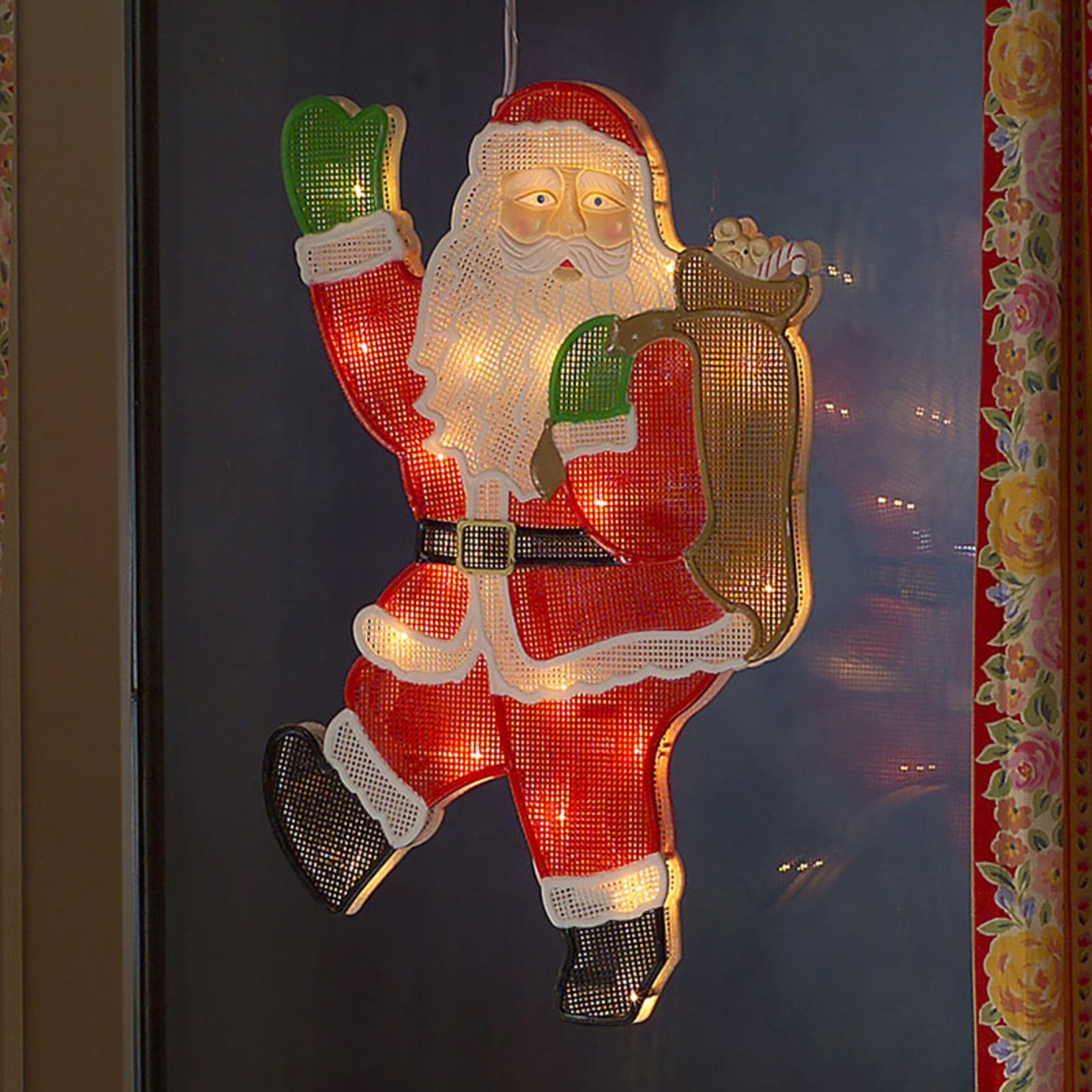 Raamdecoratie Santa Claus met LED 20fl