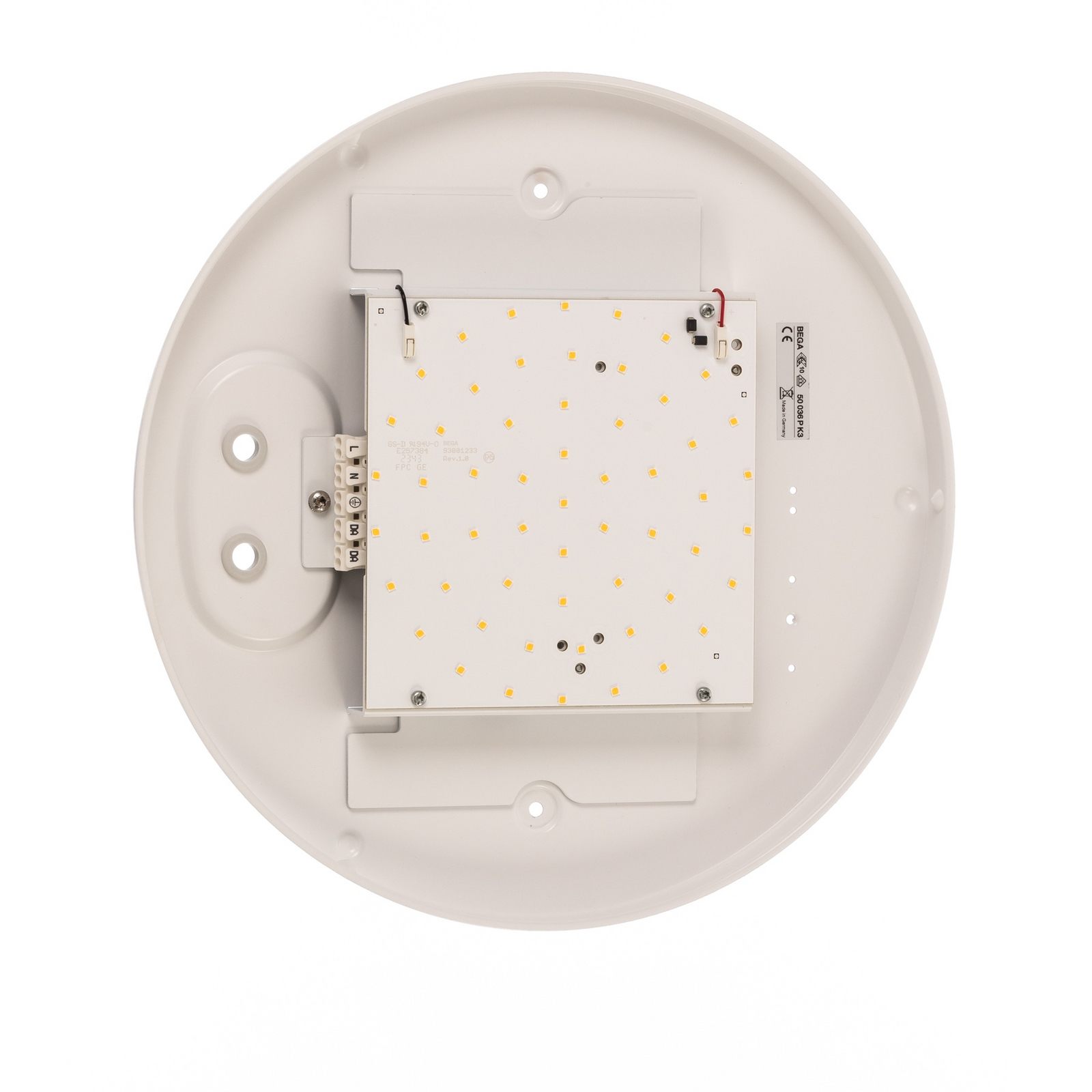 BEGA LED φωτιστικό οροφής 50036P K3, λευκό, Ø 35 cm, πλαστικό DALI