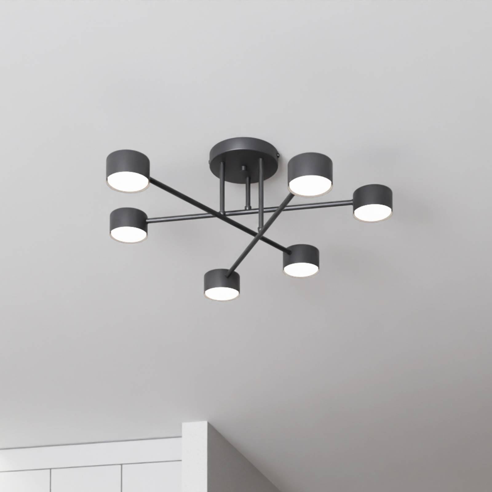 Lampa sufitowa Modus 6, stal, 6-punktowa, GX53, czarny