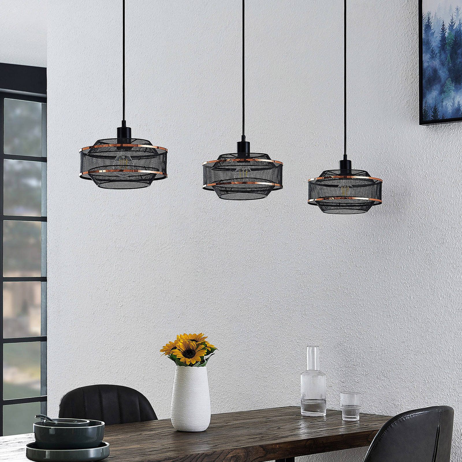 Lindby Dionta cage pendant lamp, three-bulb