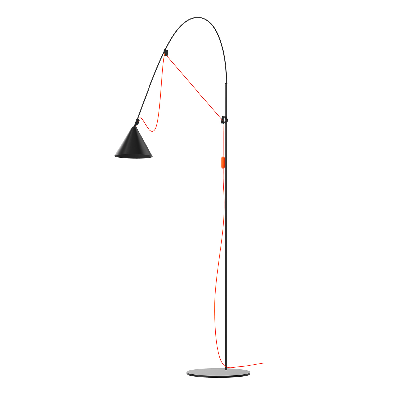 candeeiro de pé LED midgard AYNO L, preto/laranja 2.700 K 166 cm