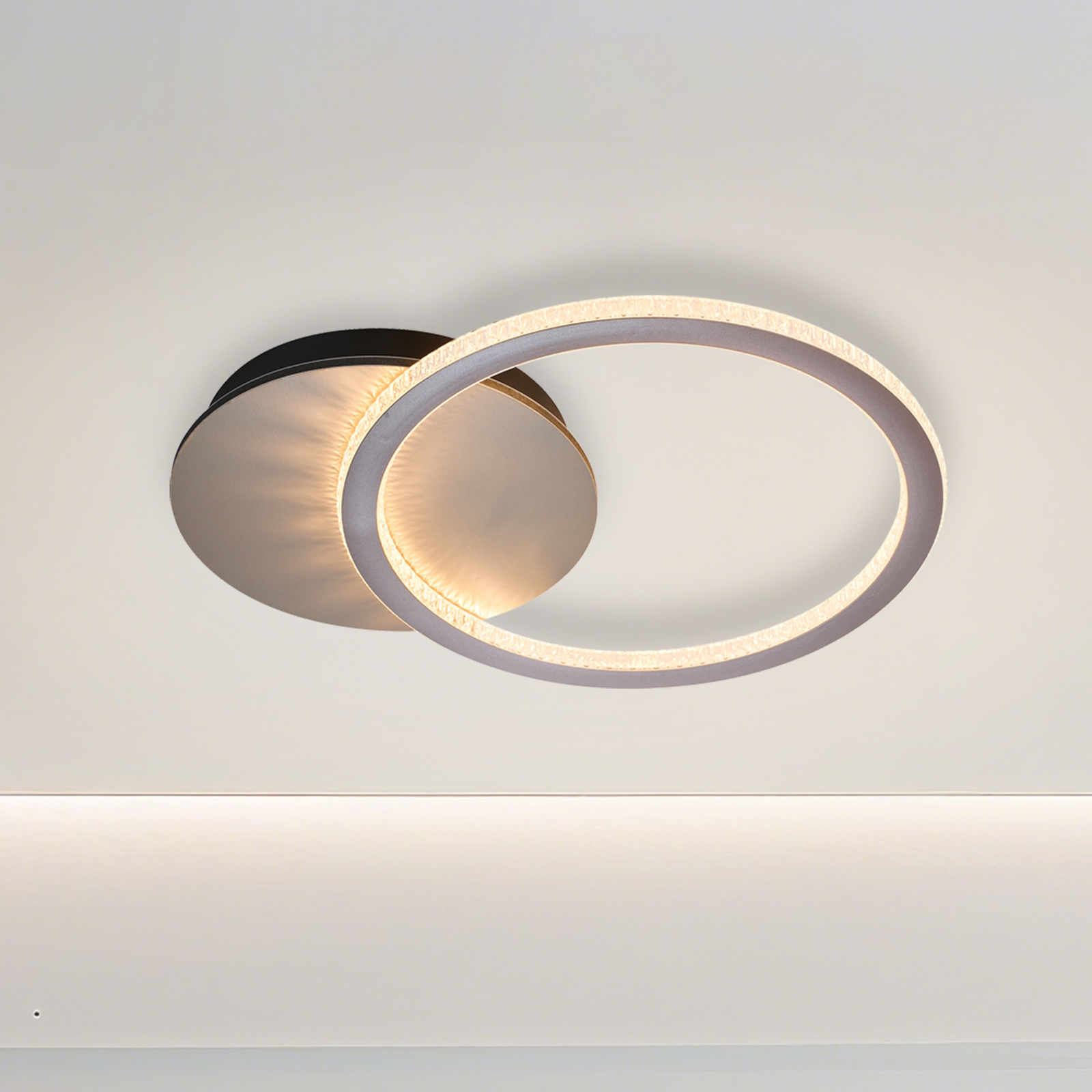 Plafón LED Specs, color crema, longitud 45 cm, hierro/acrílico