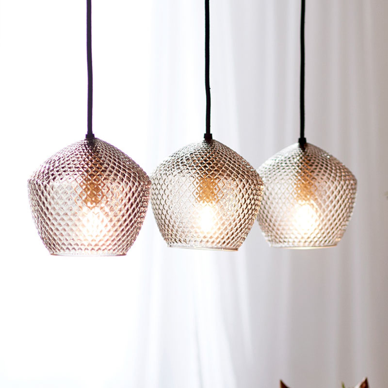 Nordlux Orbiform hanging light, 3 smoked glass lampshades, for Living / Dining Room, glass, metal, E14, 25 W, energy efficiency: A++, L: 71 cm, W: 15 cm, H: 15.2 cm
