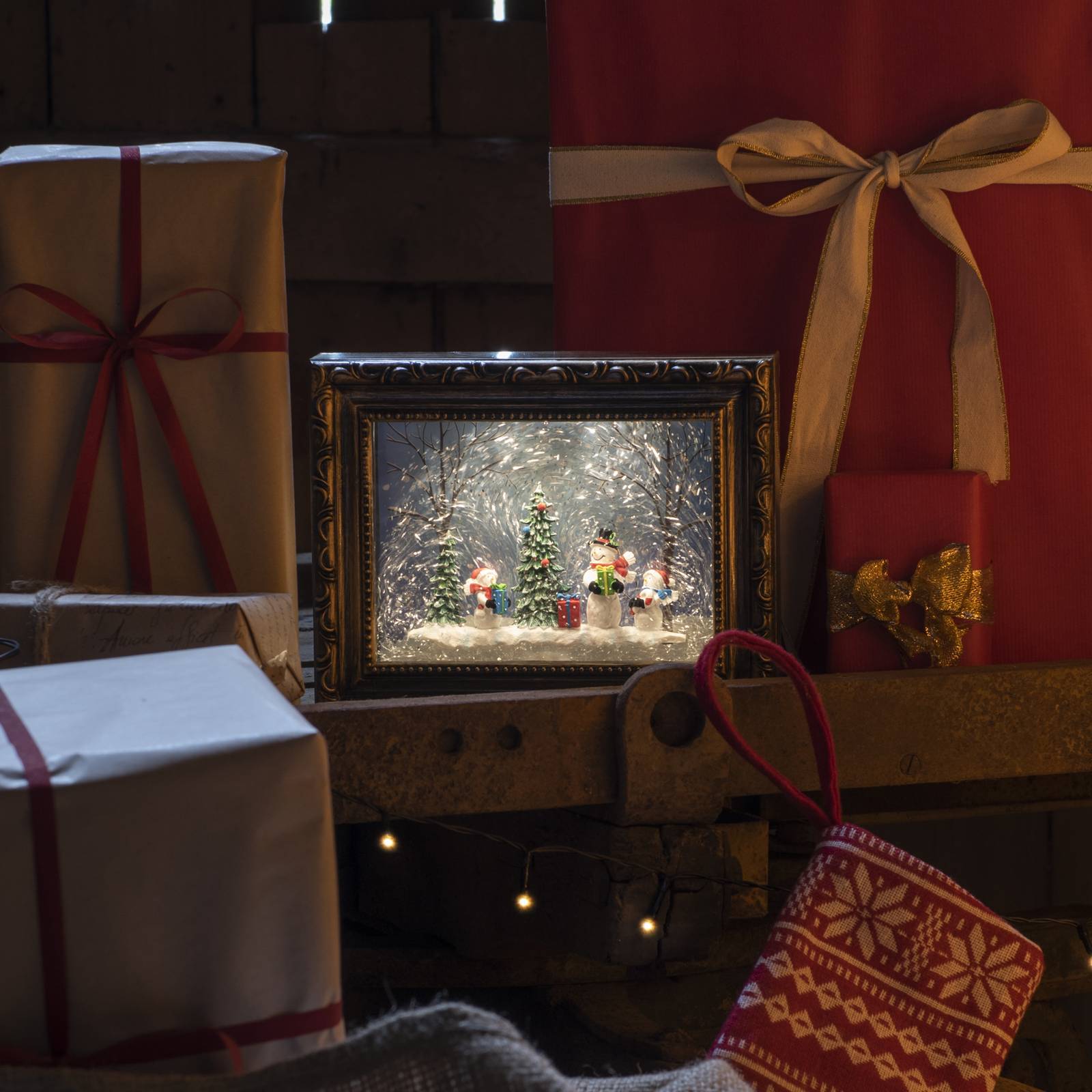 Konstsmide Christmas LED sfeerlamp Fotolijstje met sneeuwmannen