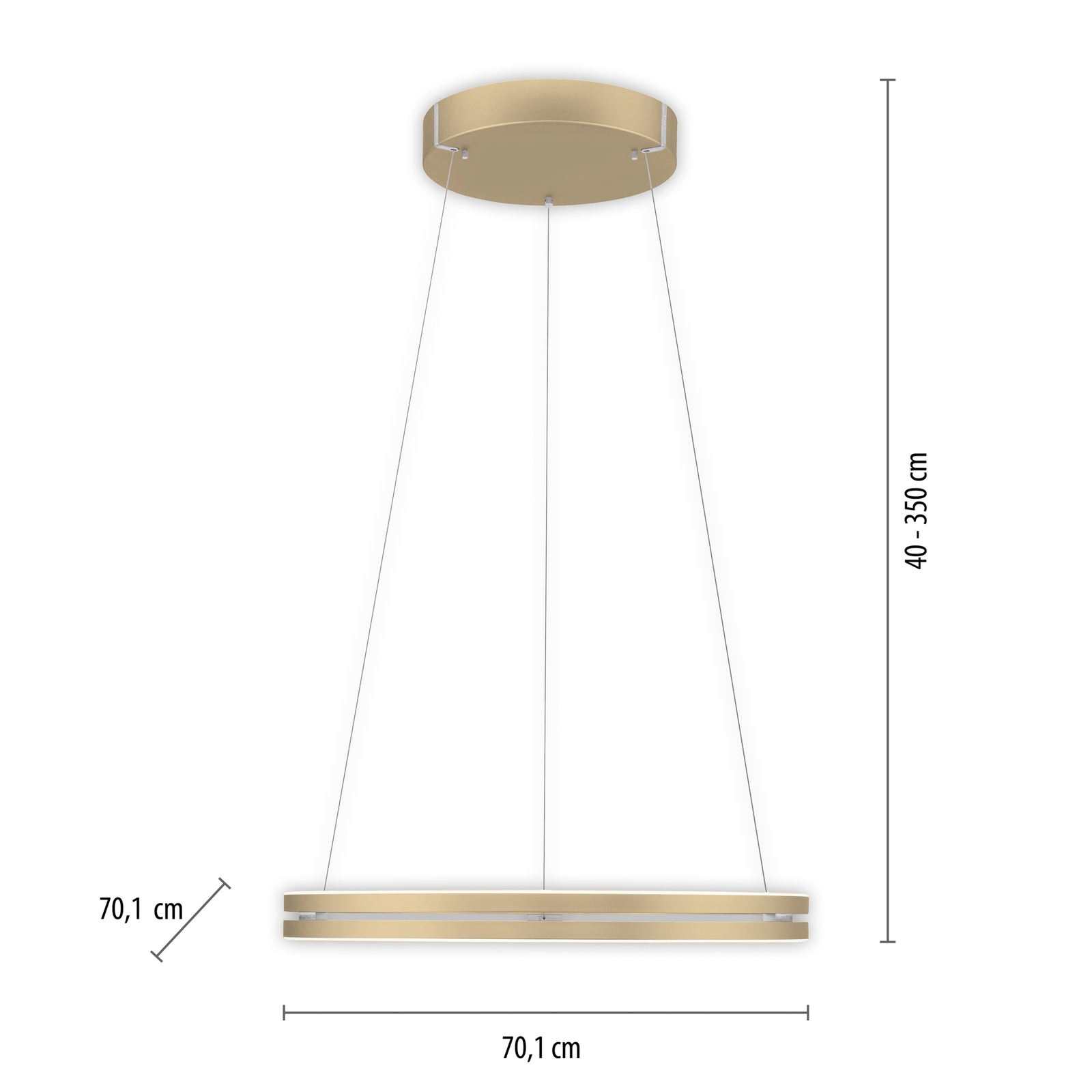 Suspension LED E-Loop, ivoire doré, Ø 70 cm, aluminium, CCT - PURE Suspension LED E-Loop, ivoire doré, Ø 70 cm, aluminium, CCT - PURE