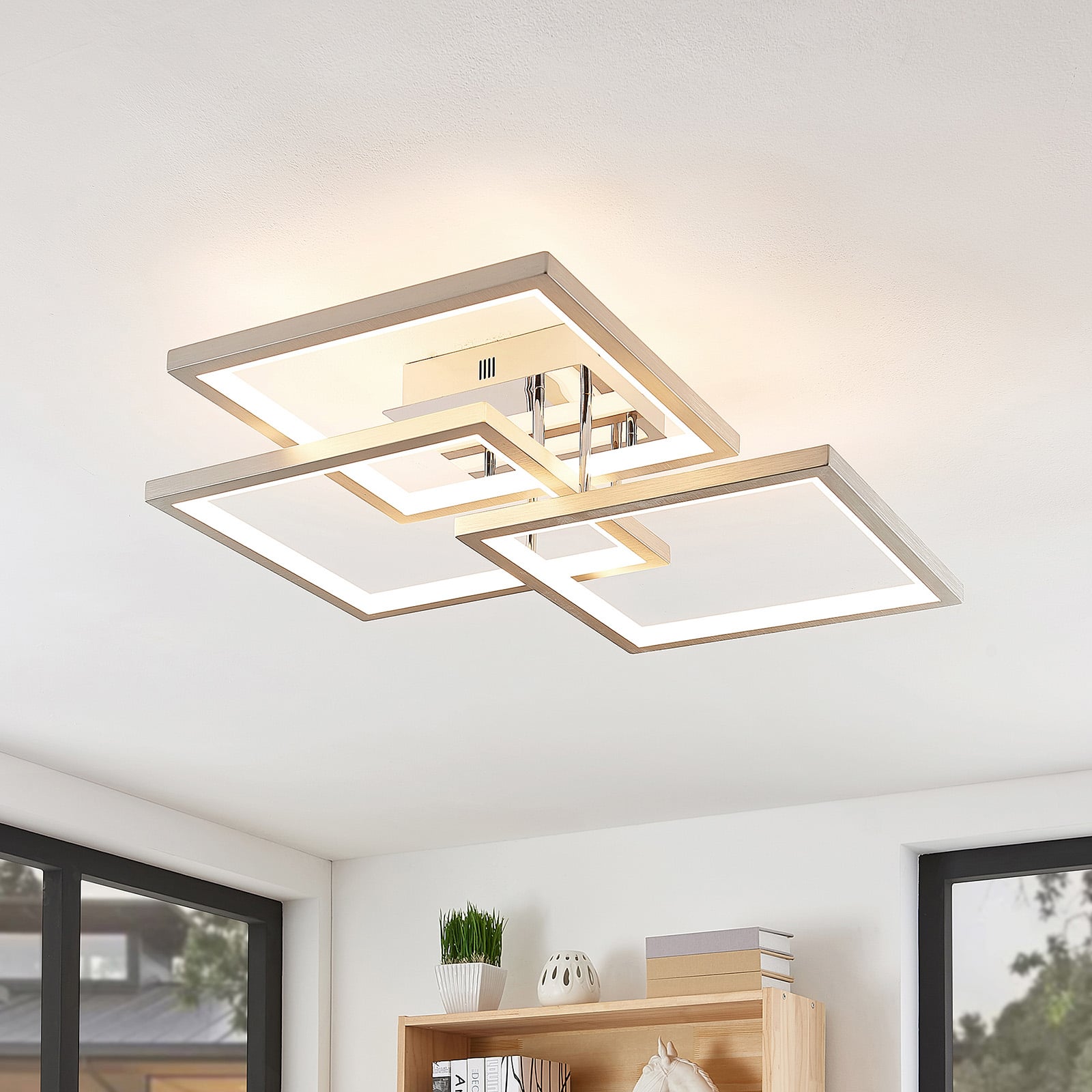 Lucande Avilara LED ceiling light, 70 cm x, for Living / Dining Room, aluminium, 84 W, energy efficiency: A+, L: 70 cm, W: 70 cm, H: 17.5 cm