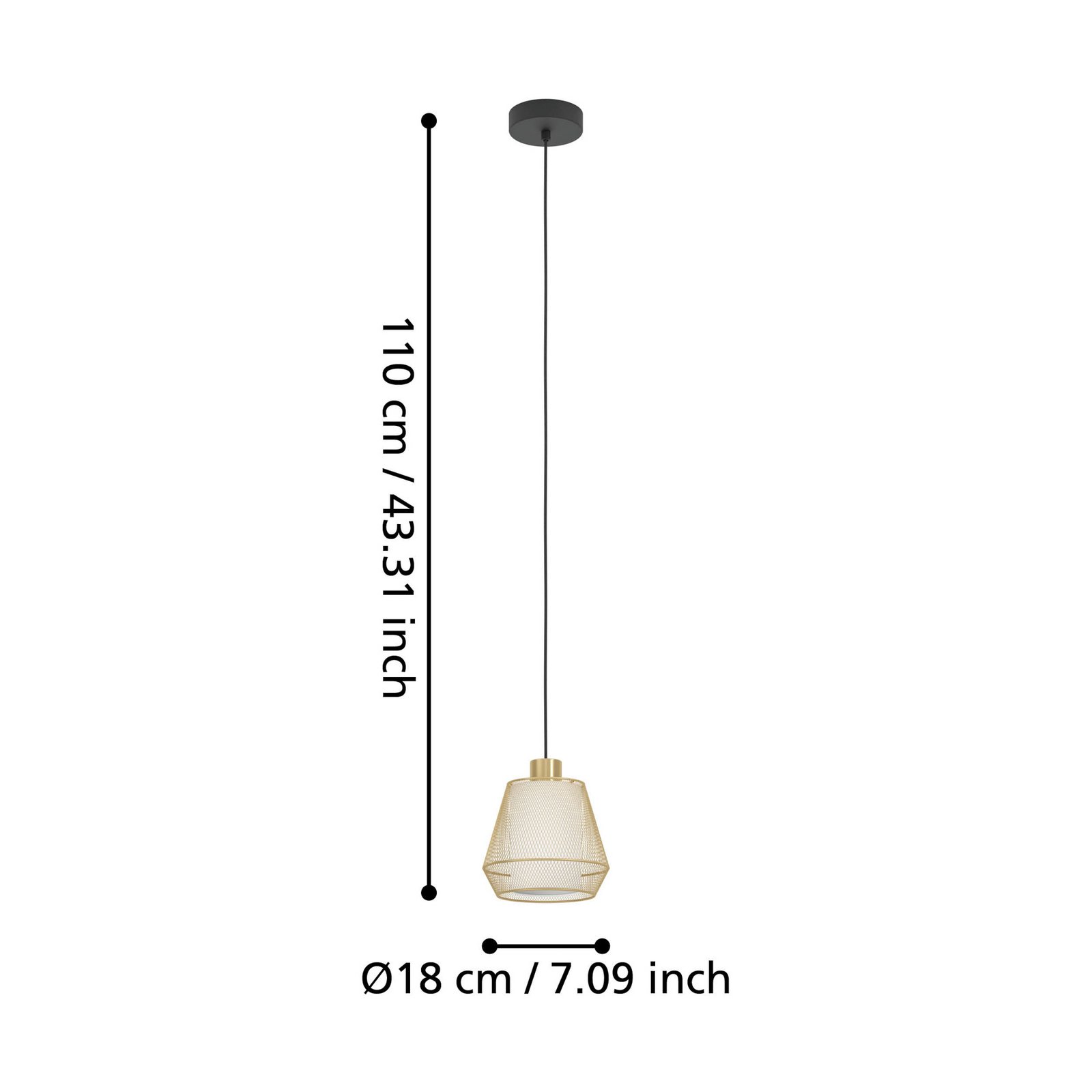 Candeeiro suspenso Ciudadela, preto/latão