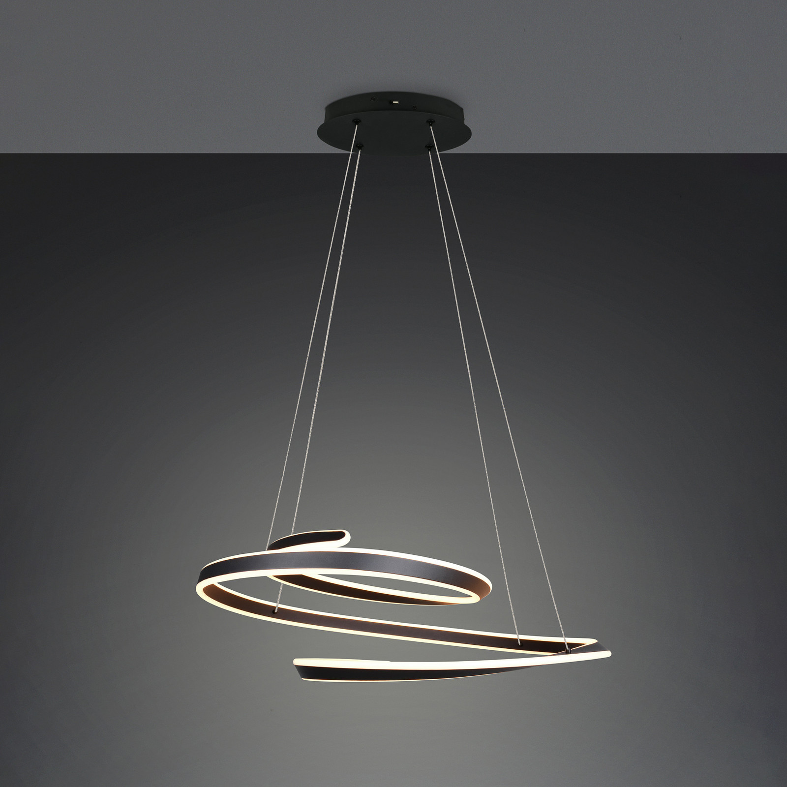 Trio Lighting LED висяща лампа „Арлингтън“, матово черна, дължина 80 см, метал, CCT