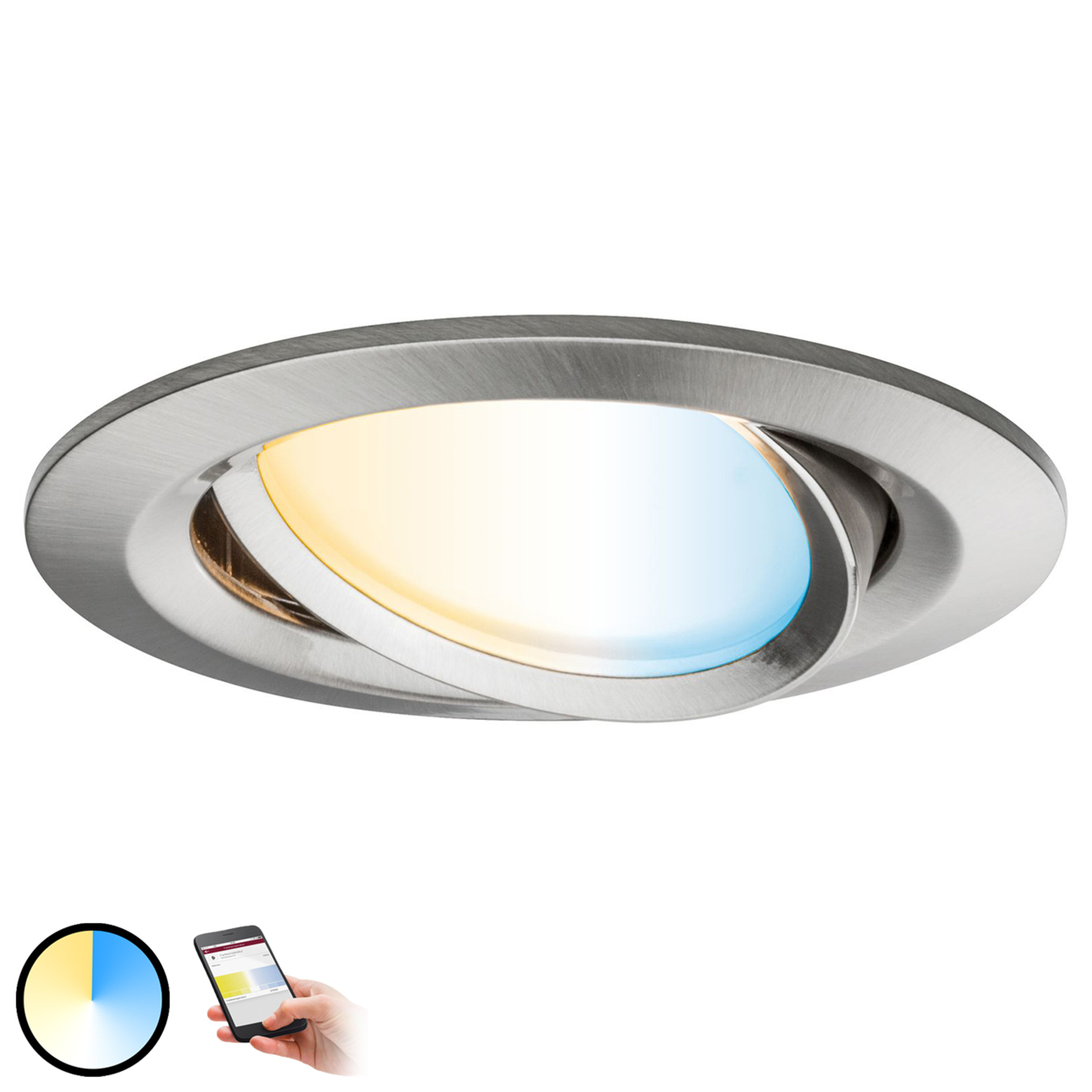 Paulmann Smart Friends Nova Plus downlight CCT, for Living / Dining Room, aluminium, 6 W, energy efficiency: A+