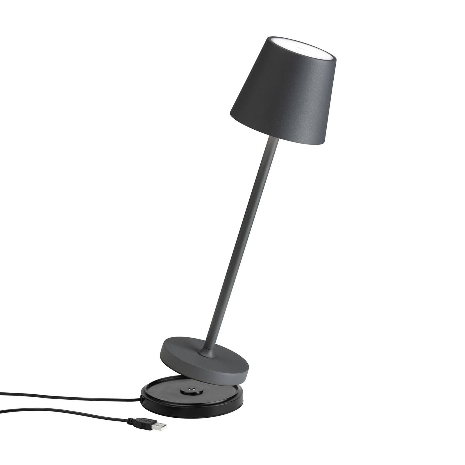 Lampa stołowa LED 5099, akumulator IP54 ściemniany grafitowy