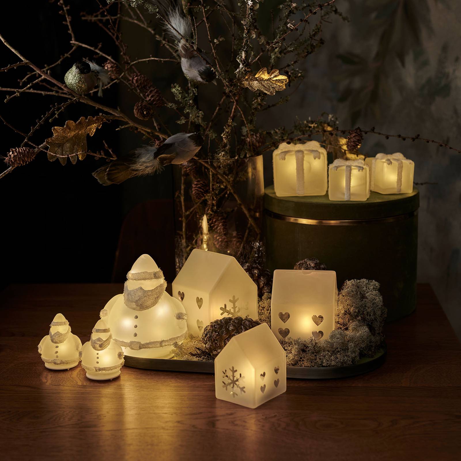 Lampe décorative LED Santa cadeaux lot de 2