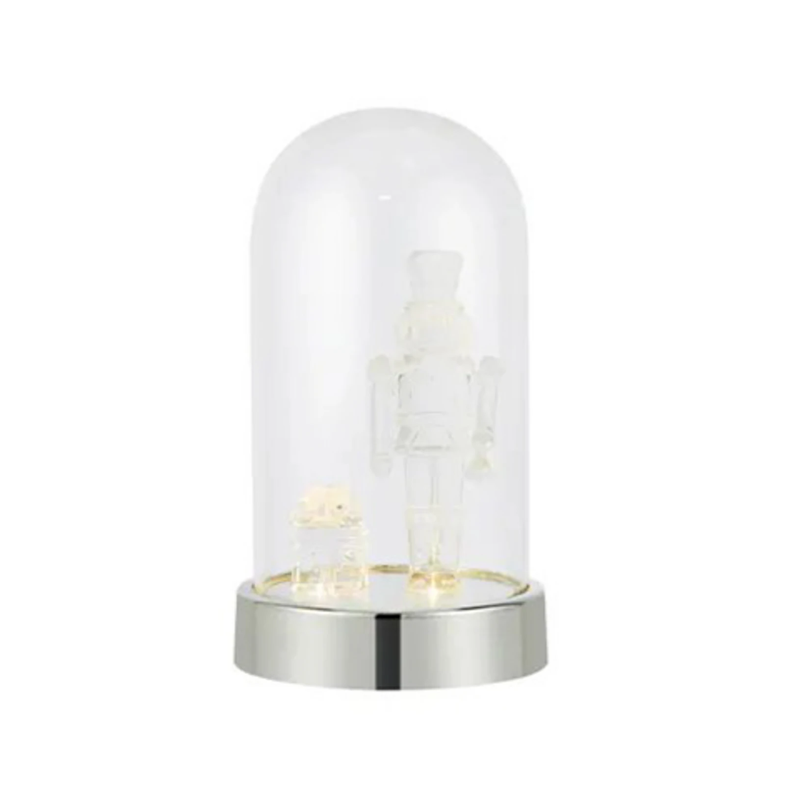 Lampe décorative LED Isla, chrome/transparent, Casse-noisette, hauteur 20 cm