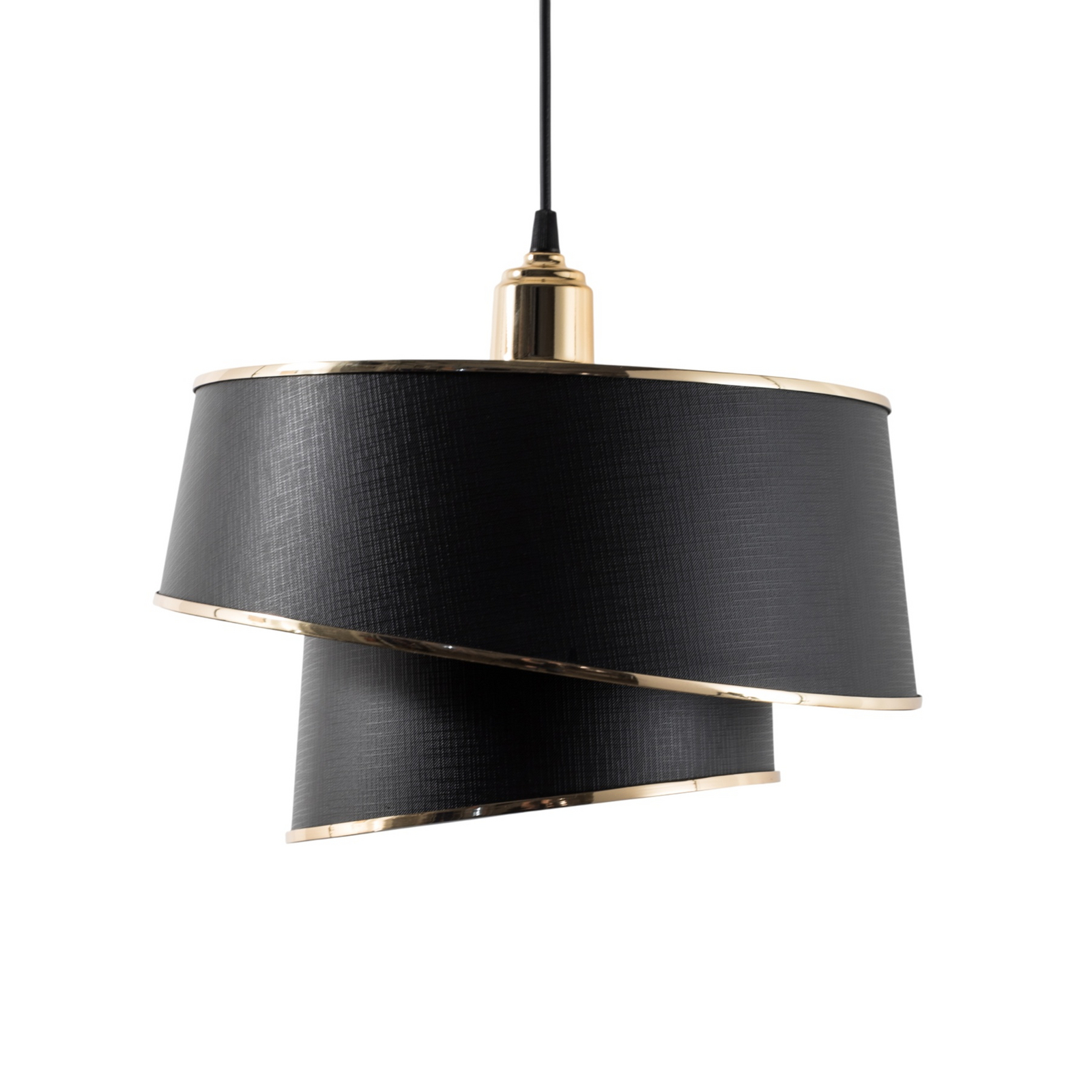 Hängeleuchte Lima, schwarz/gold, Stoff, Metall, Ø 32 cm