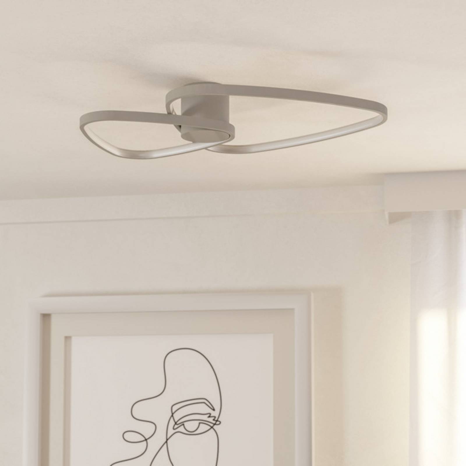 Lampa sufitowa LED EGLO LEPORANO, beżowa, 60 x 50 cm, 2-punktowa, CCT
