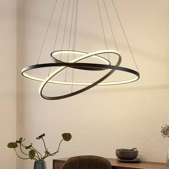 Lampenwelt Lucande Filippa LED-Pendelleuchte mit 3 Ringen