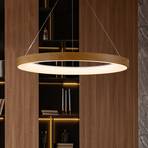 Lámpara colgante LED Niseko II, control remoto, Ø 65cm color madera