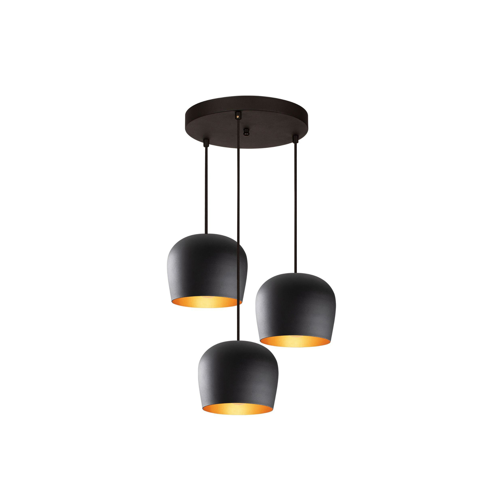 Suspension Berceste N-1413, noir, métal à 3 lampes rond