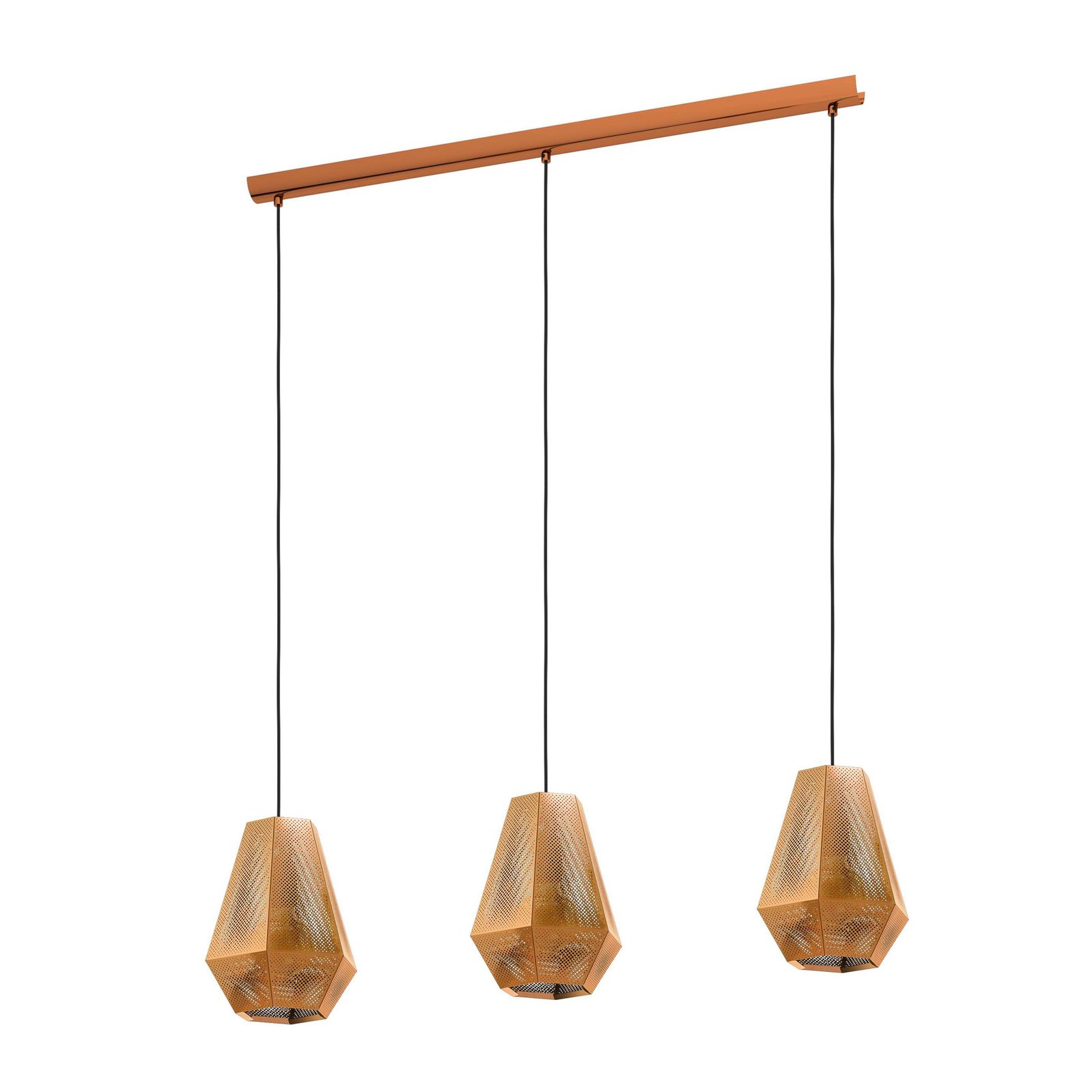 Chiavica hanging light, brass, 3-bulb
