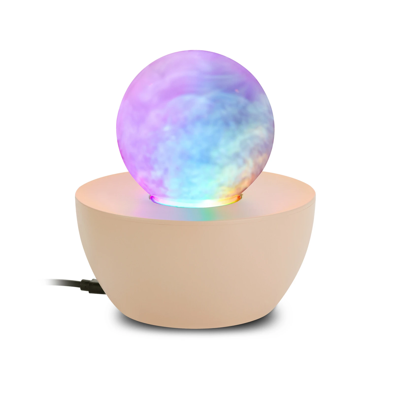 Lampa stołowa LED Fog, beżowo-przezroczysta, skokowa zmiana barw RGB, Ø 12 cm