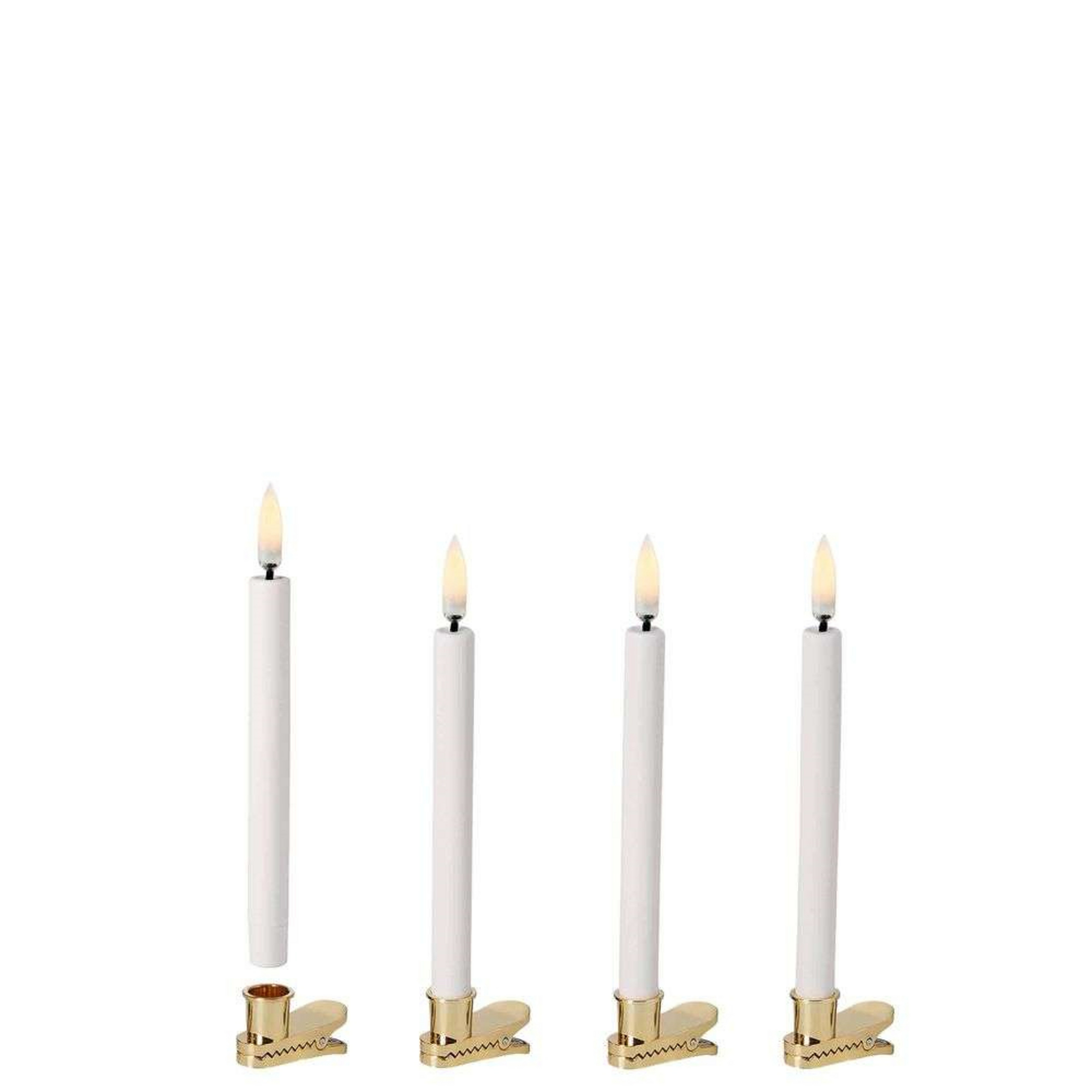 Taperljus Mini LED 4 pcs. w/clips 1,3x13 cm Nordic White - Uyuni Lighting