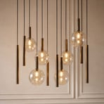 Lucande hængelampe Lumavia, 12 lyskilder, glas, brun/ravfarvet, G9