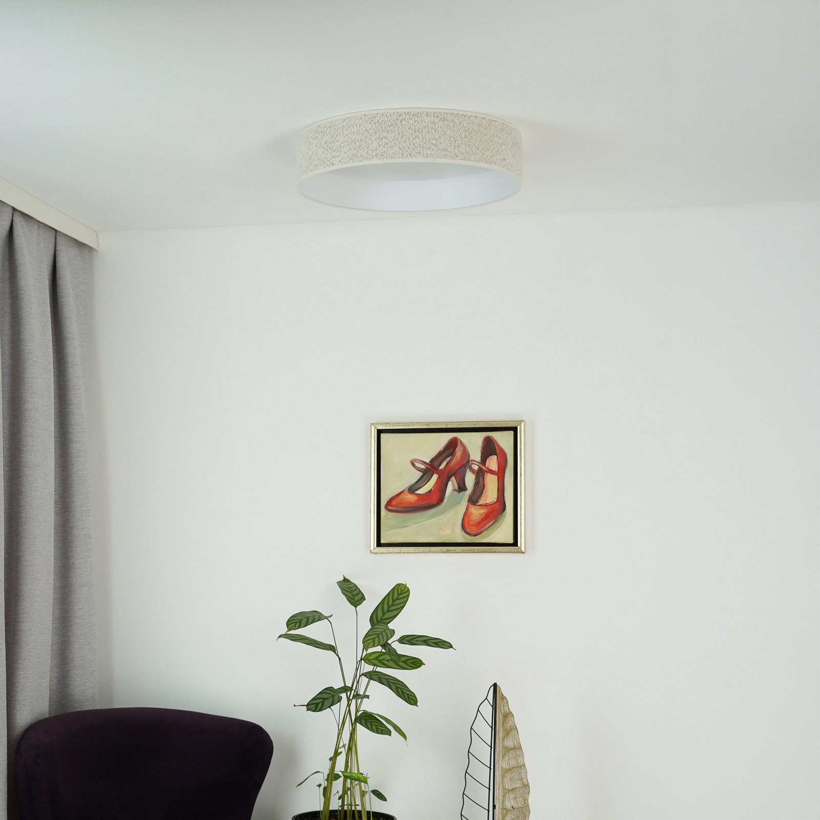 LED-Deckenleuchte Plafond, creme, Stoff, Ø 45 cm, 3-step-dim