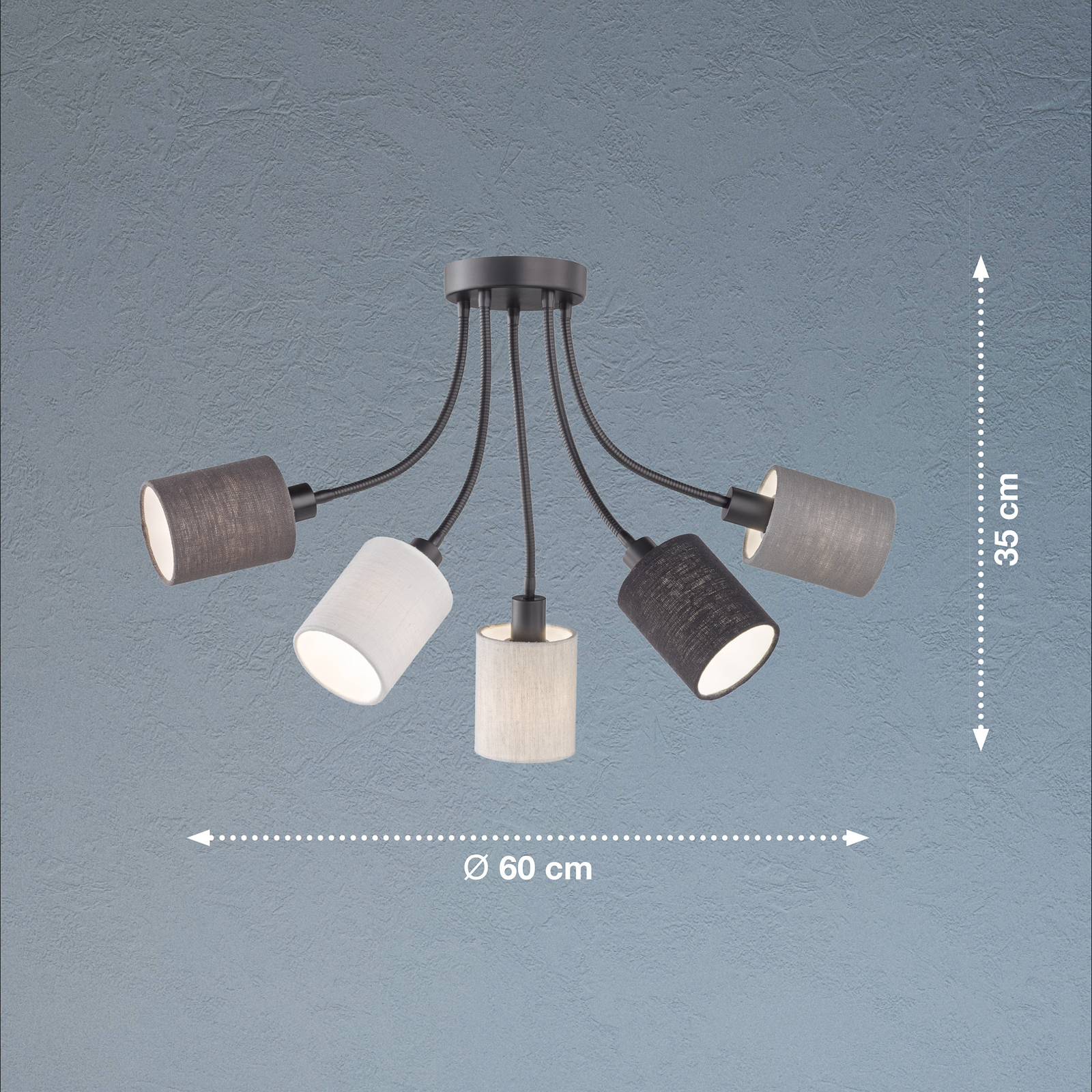 Koi ceiling light fabric lampshades, five-bulb