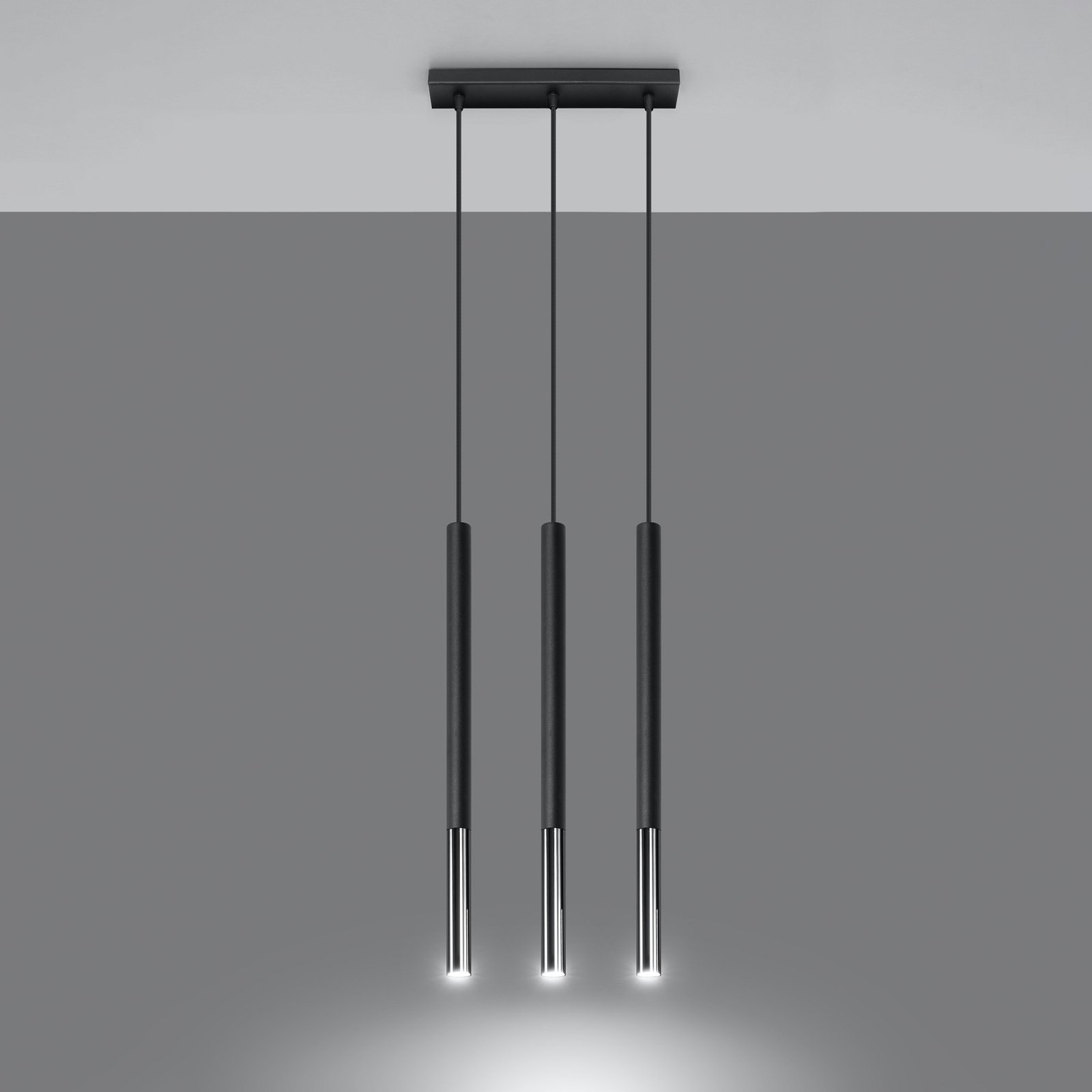 Euluna Thalassa hanglamp 3-lamps G9 zwart/chroom langwerpig