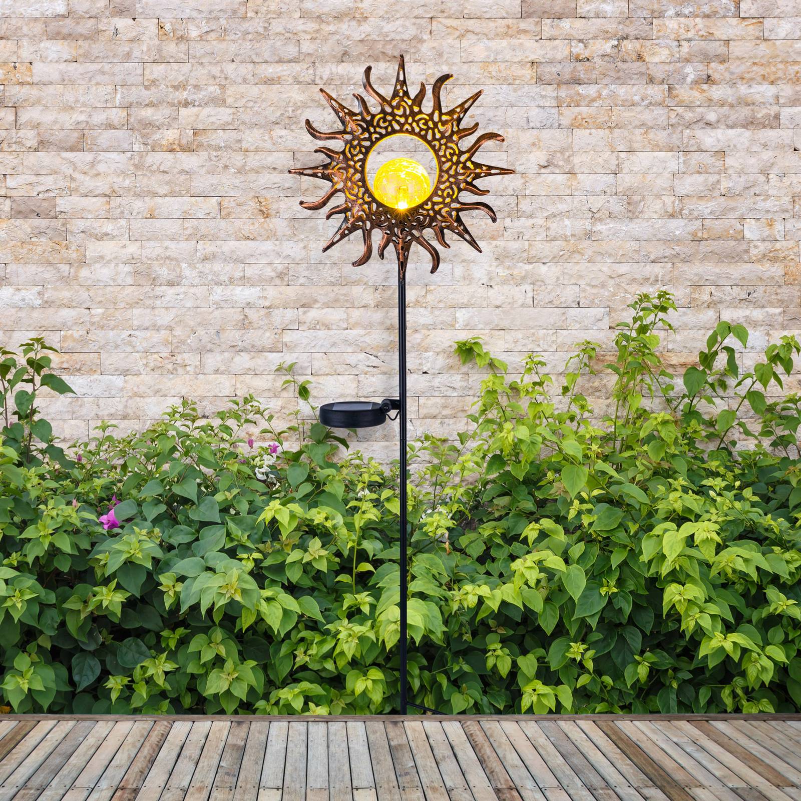 globo lampe sur piquet solaire avec soleil, ip44