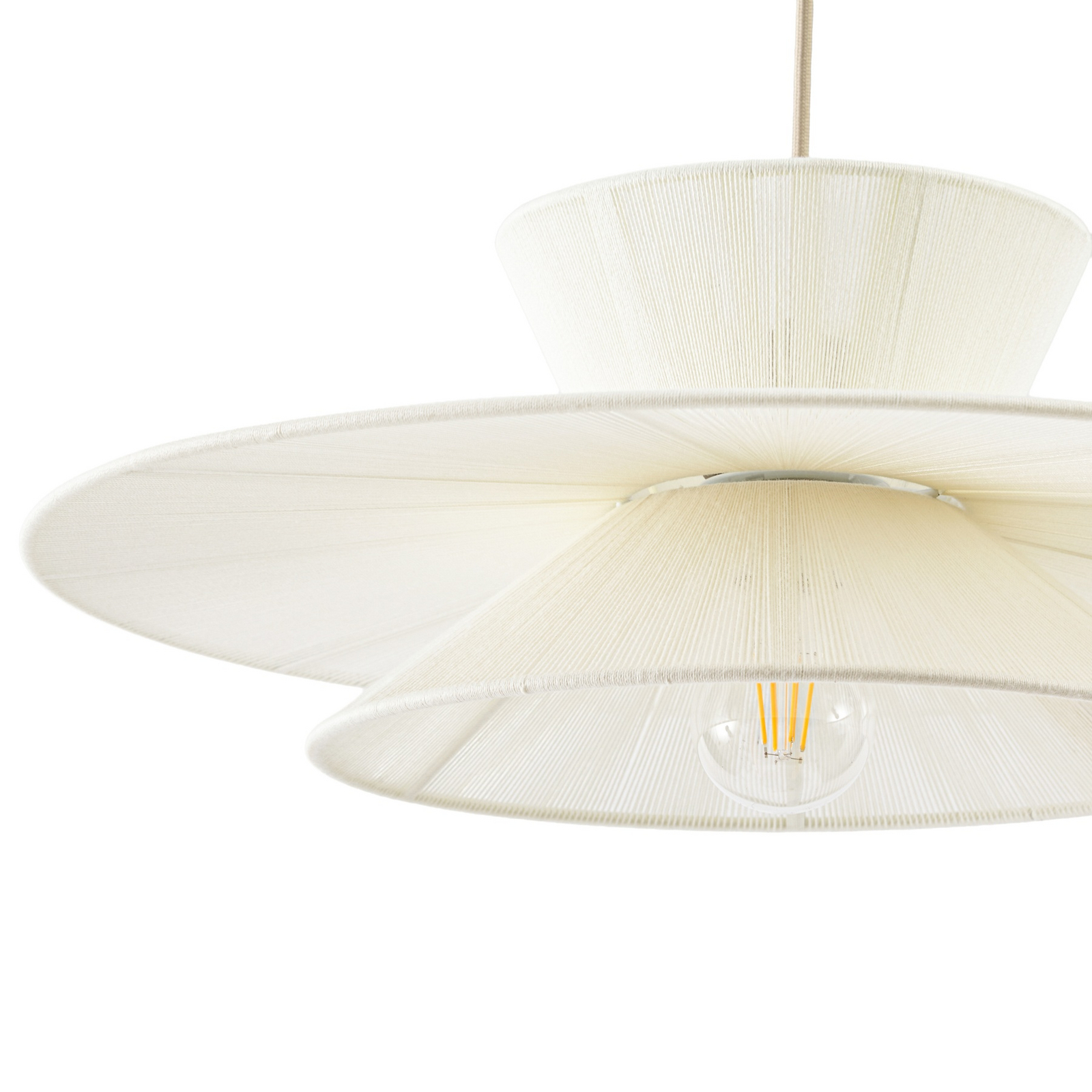 Suspension Novie, beige, coton, Ø 50 cm - Lucande Suspension Novie, beige, coton, Ø 50 cm - Lucande