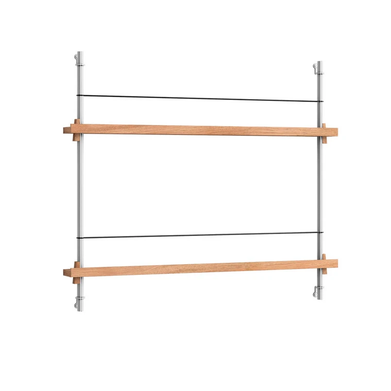 Moebe - Magazine Shelving 65 Regal Oak/Stainless Steel