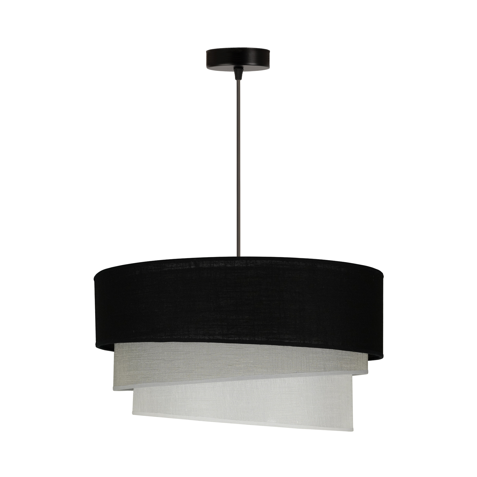 Euluna lámpara colgante Trio, negro/gris/blanco, textil, Ø 45 cm
