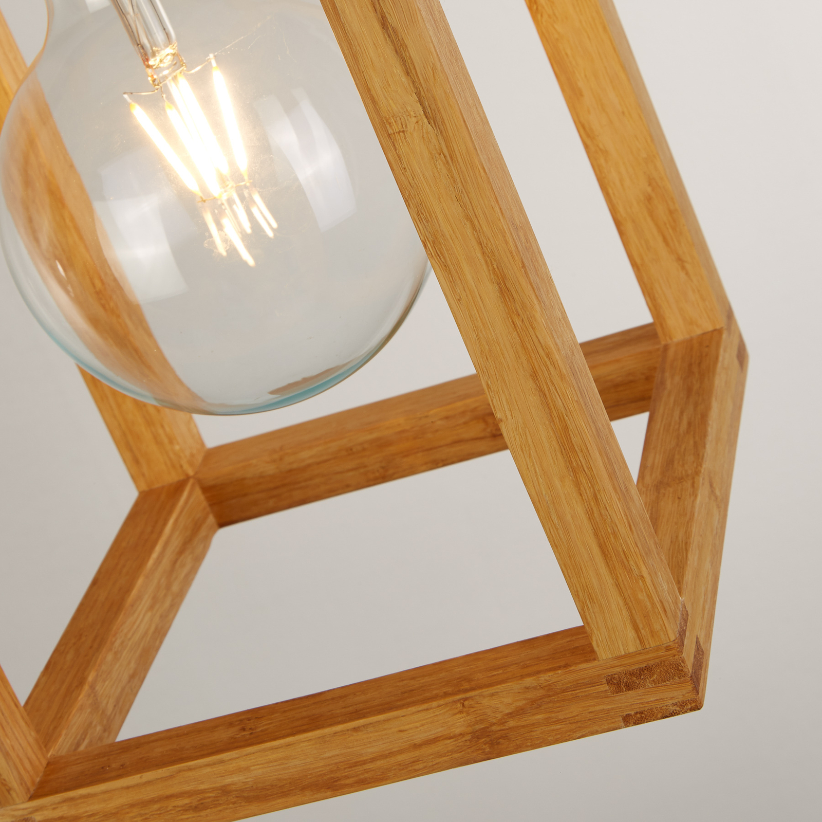 Square pendant light made of wood, 1-bulb