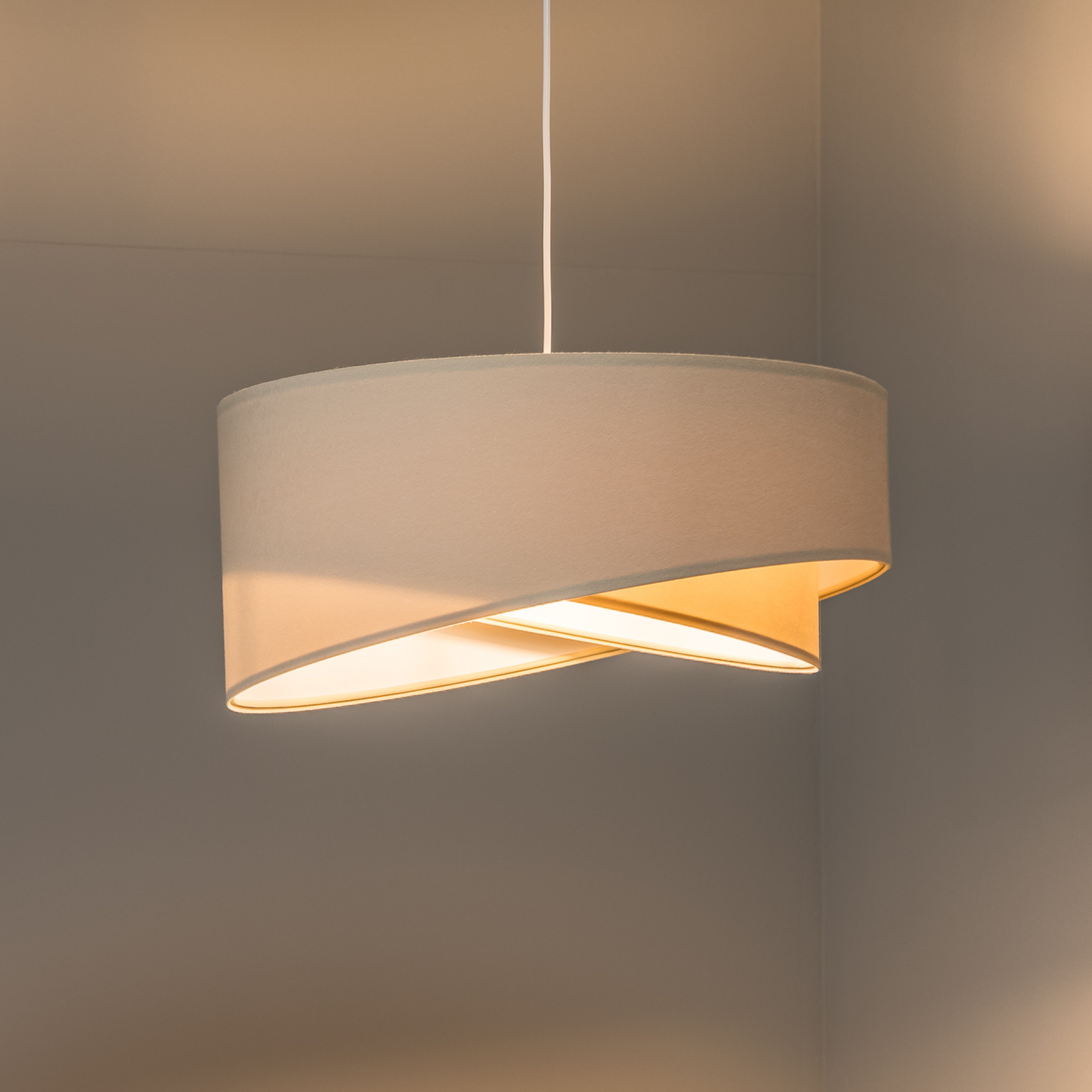 Pendellampe Vivien, tofarget, beige/hvit