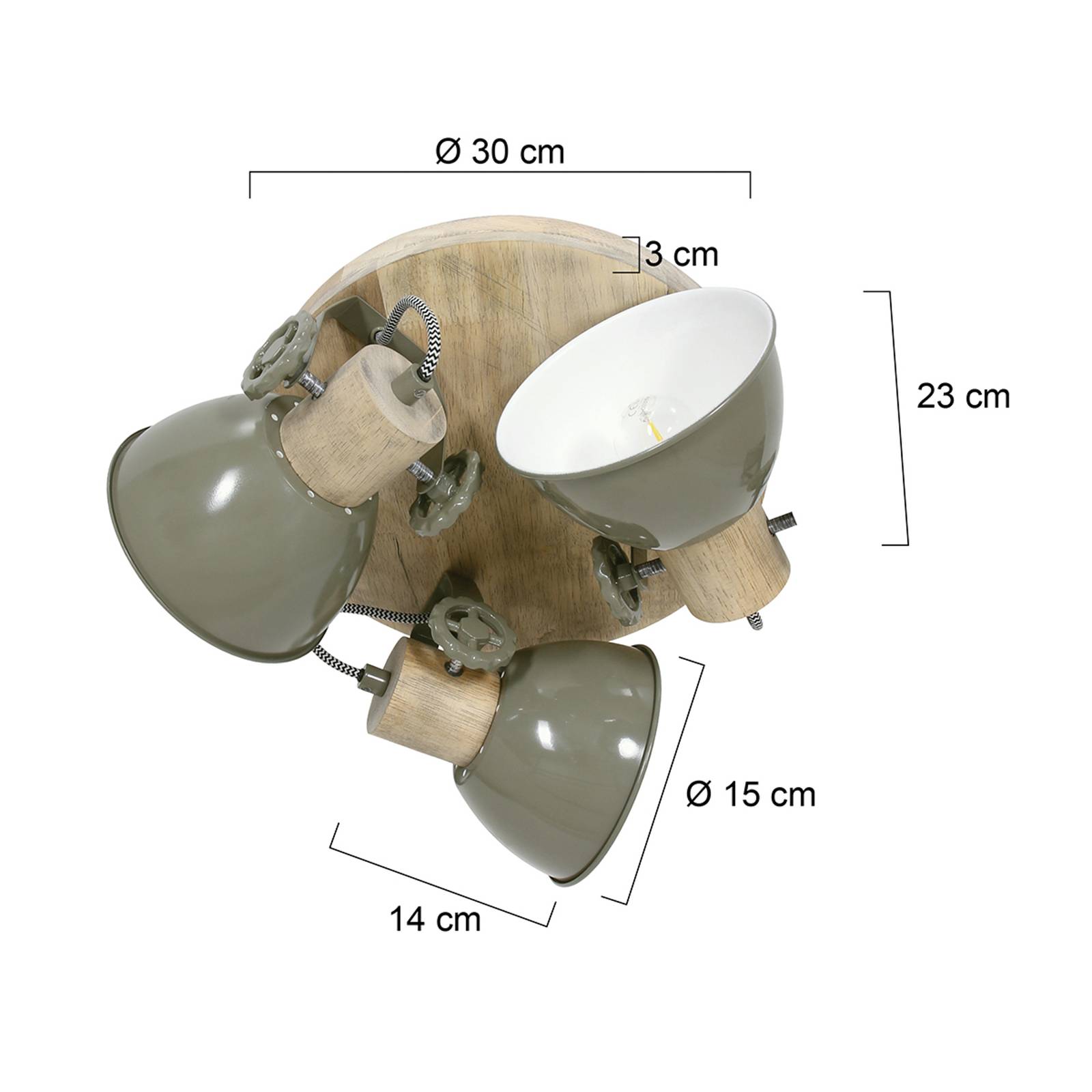 steinhauer spot pour plafond gearwood, 3 lampes, rond, vert