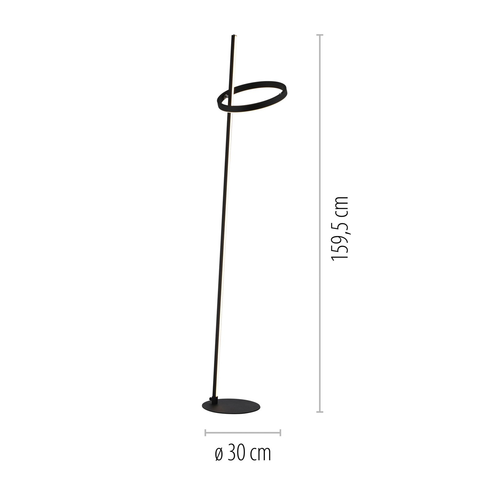 JUST LIGHT. LED vloerlamp Ritus zwart ijzer dimbaar 3.000 K
