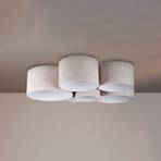 Bouclé ceiling light with 6 lampshades, ecru