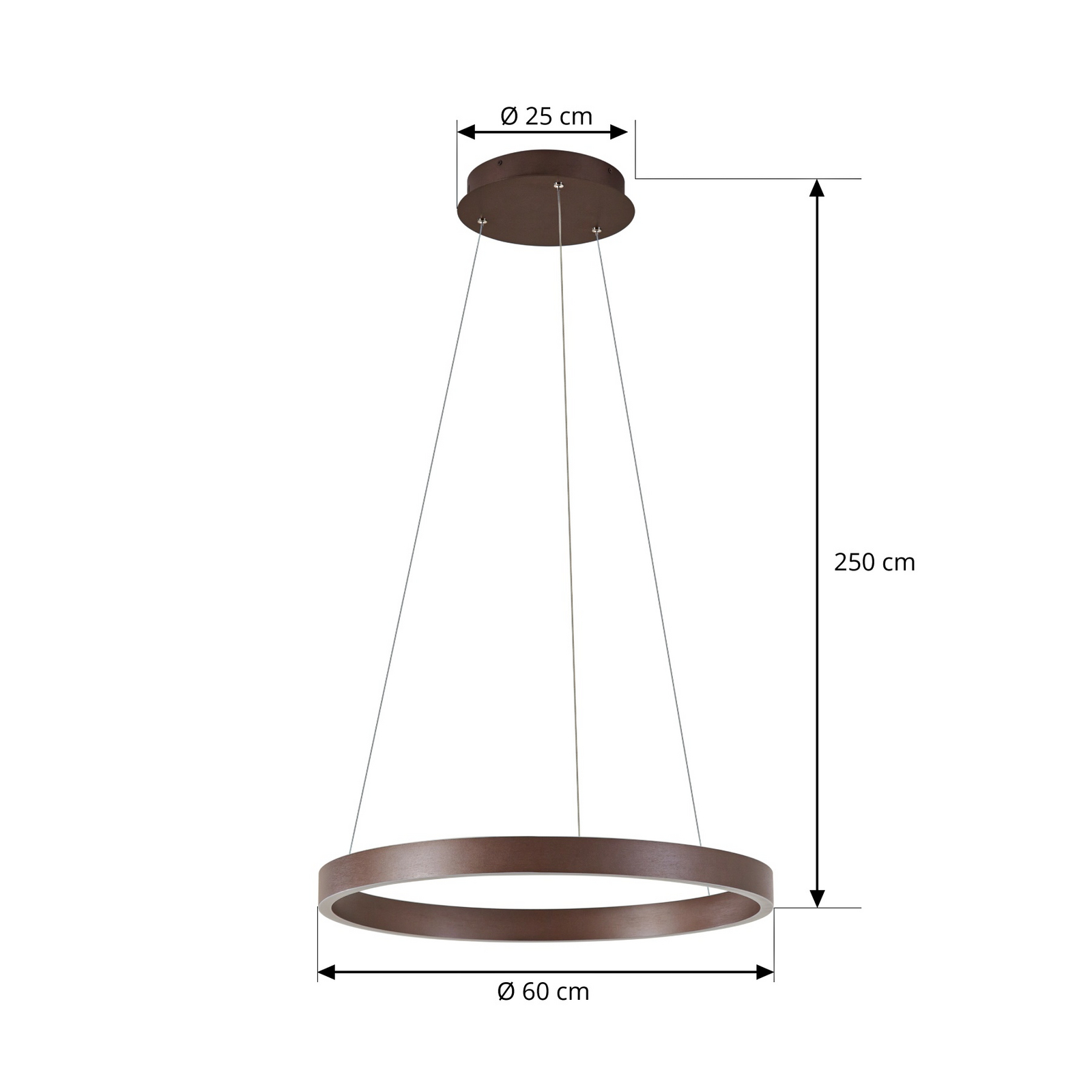 Lucande LED Pendant lamp Yonam, coffee, Ø 60cm