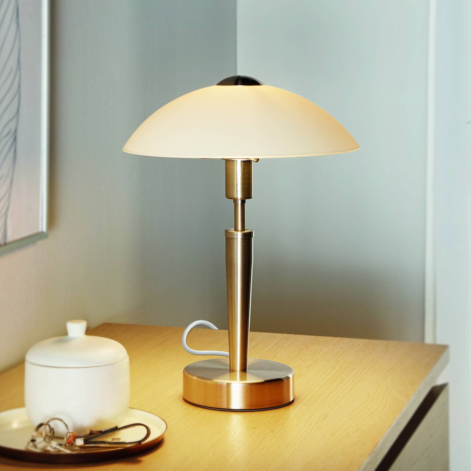 EGLO Lampe de chevet Solo 1, nickel, blanche