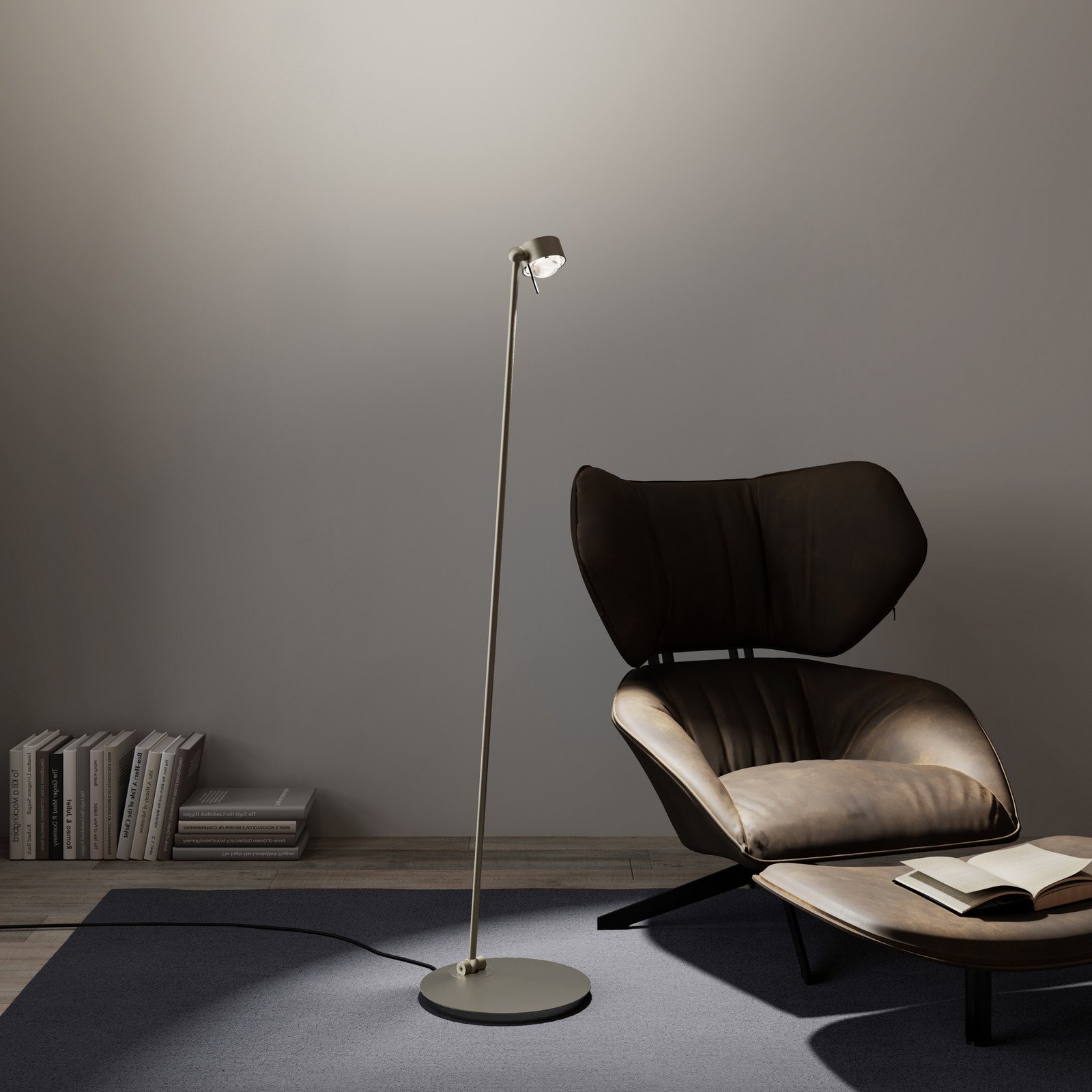 Top Light Puk! 80 Floor LED lentile clare/mate nichel mat - Camera de zi / sufragerie - modern - Metal