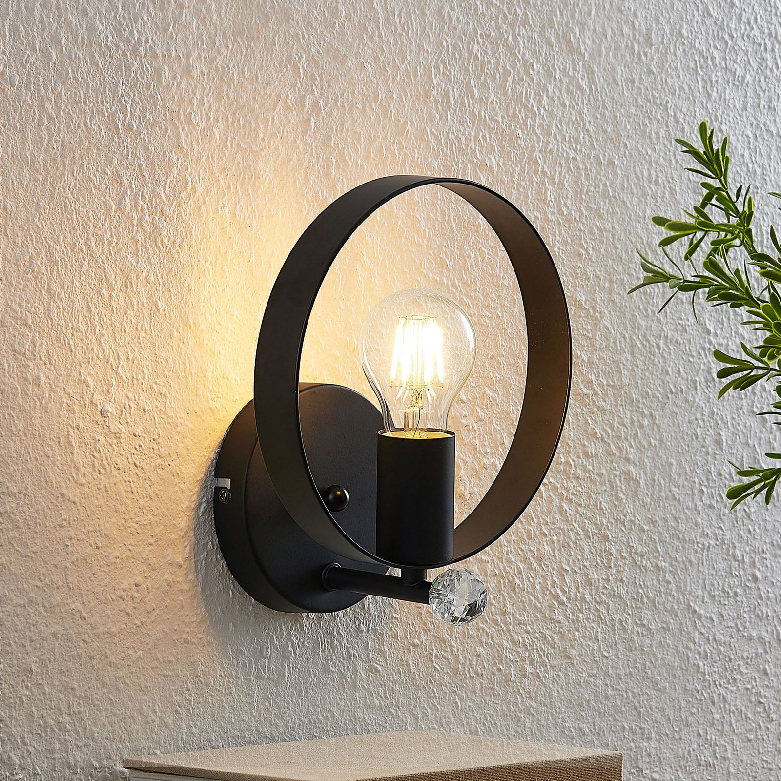 Lindby Shaima applique, cercle, métal, noire